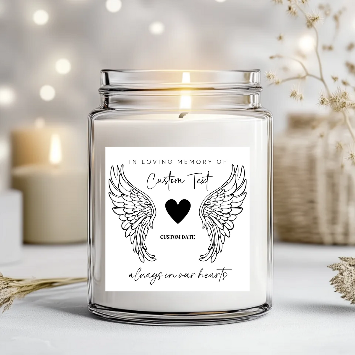 Angel Pattern Label Black Angel Wings Heart - Candle Label – Sparkle Craft Vinyl Limited