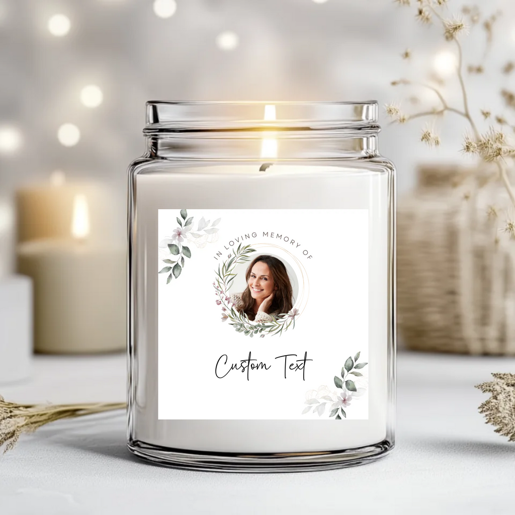 In Loving Memory White Flower- Candle Label