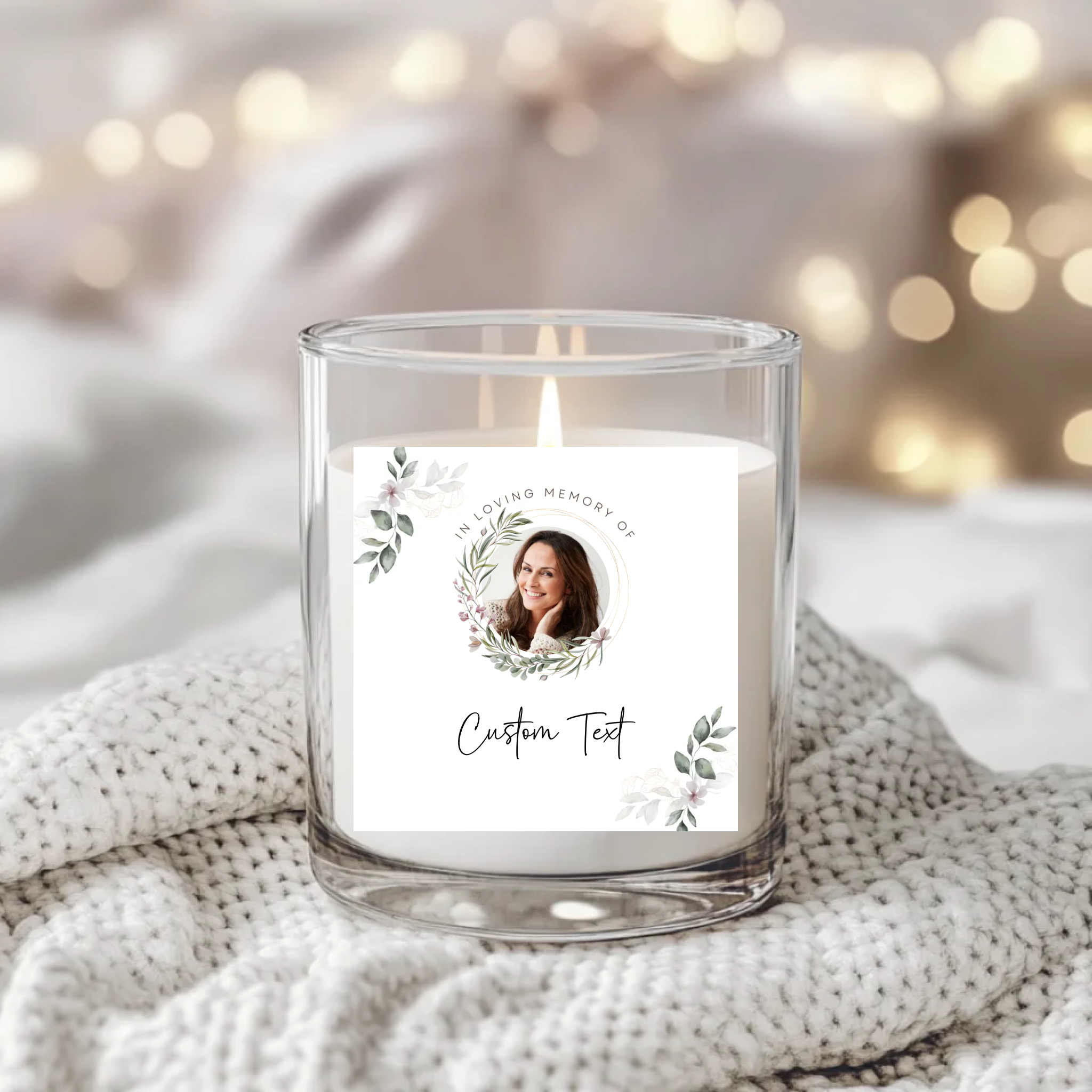 In Loving Memory White Flower- Candle Label