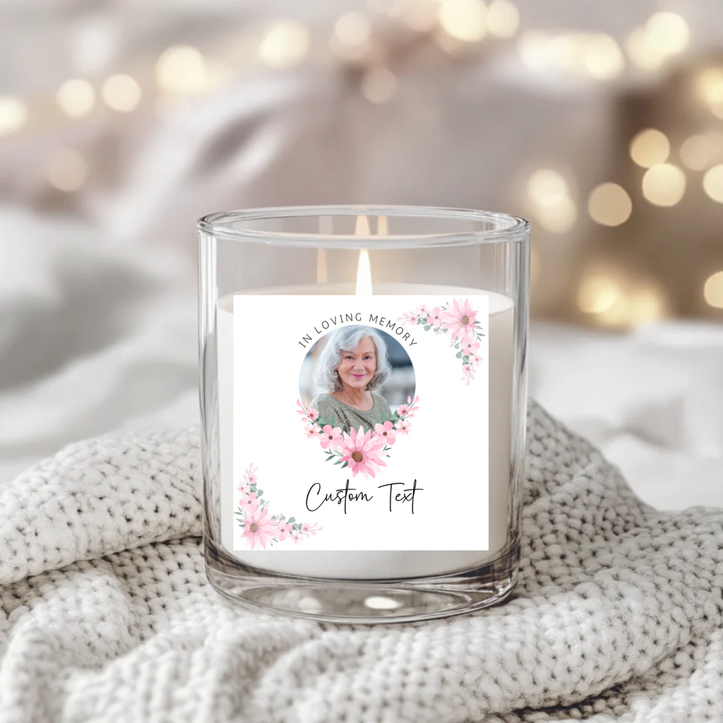 In Loving Memory Pink Flower- Candle Label