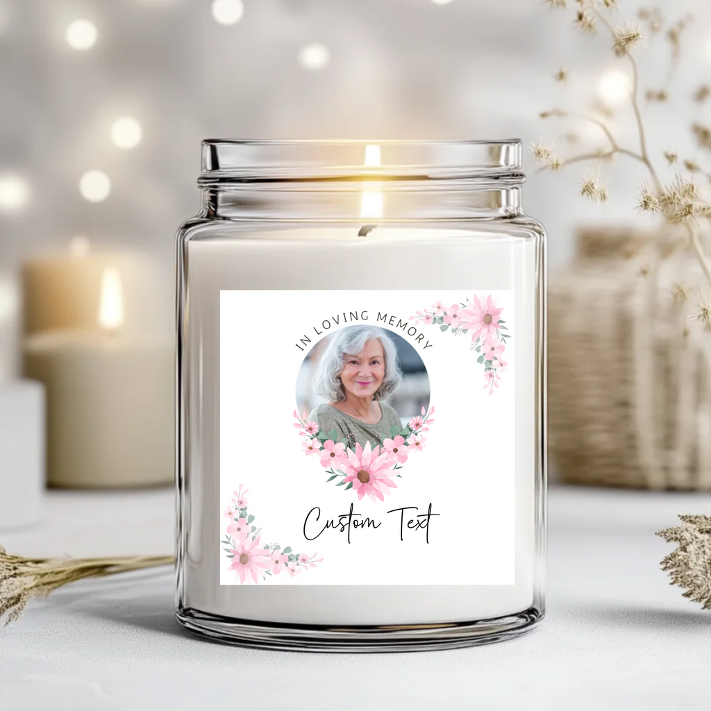 In Loving Memory Pink Flower- Candle Label