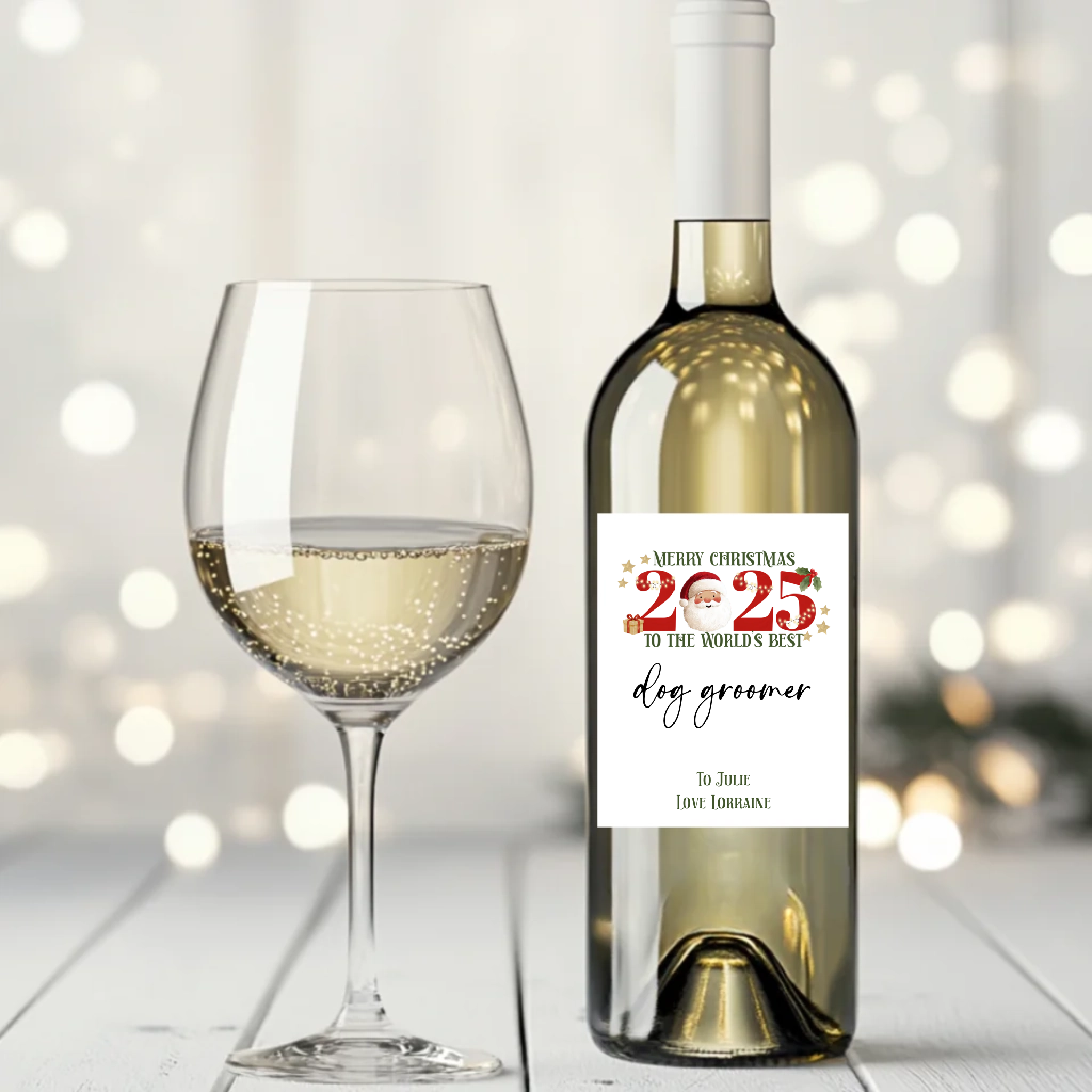 Christmas World's Best Wine Label