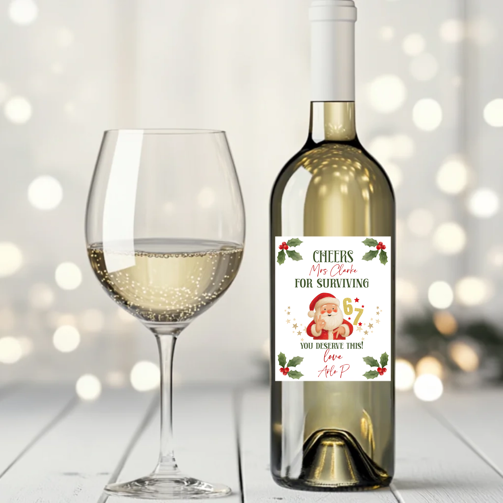 Surviving 67 Santa Wine Label