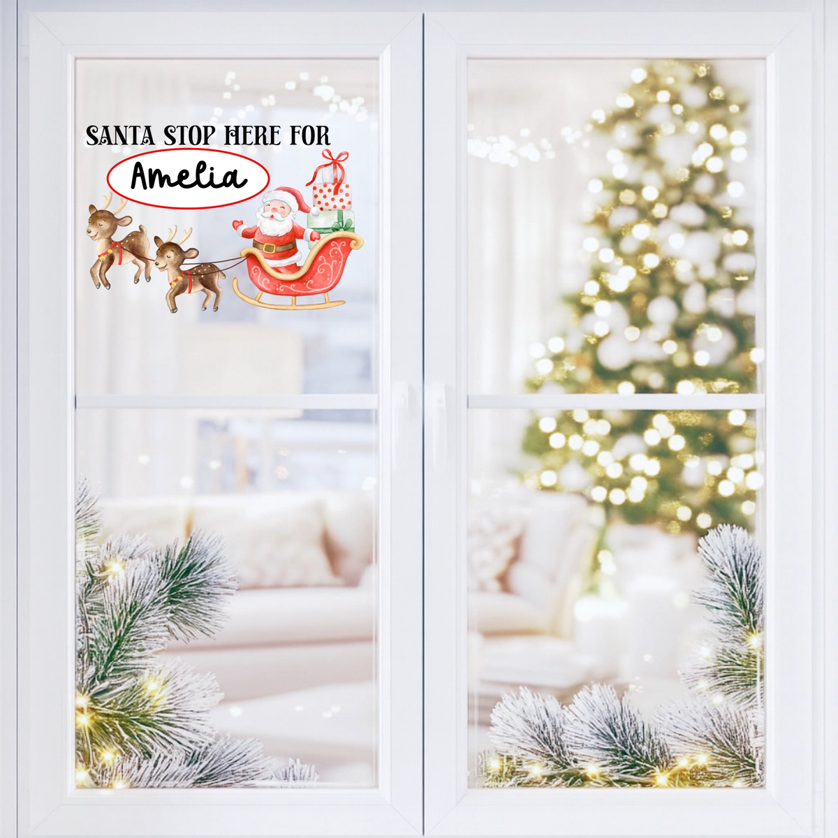 Santa Stop Here Window Cling