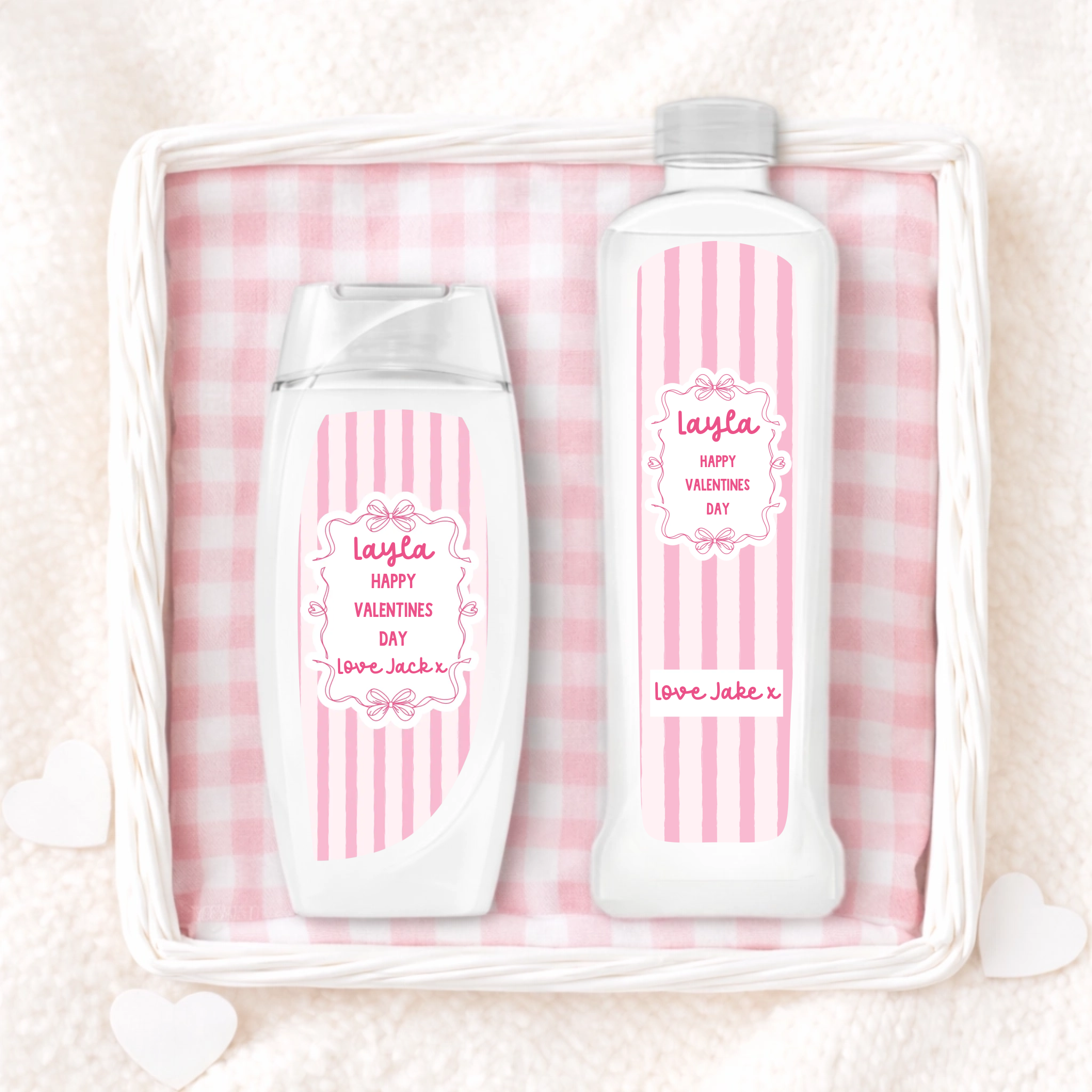 Shower Gel & Bubble Bath Label Set - Valentines Pink