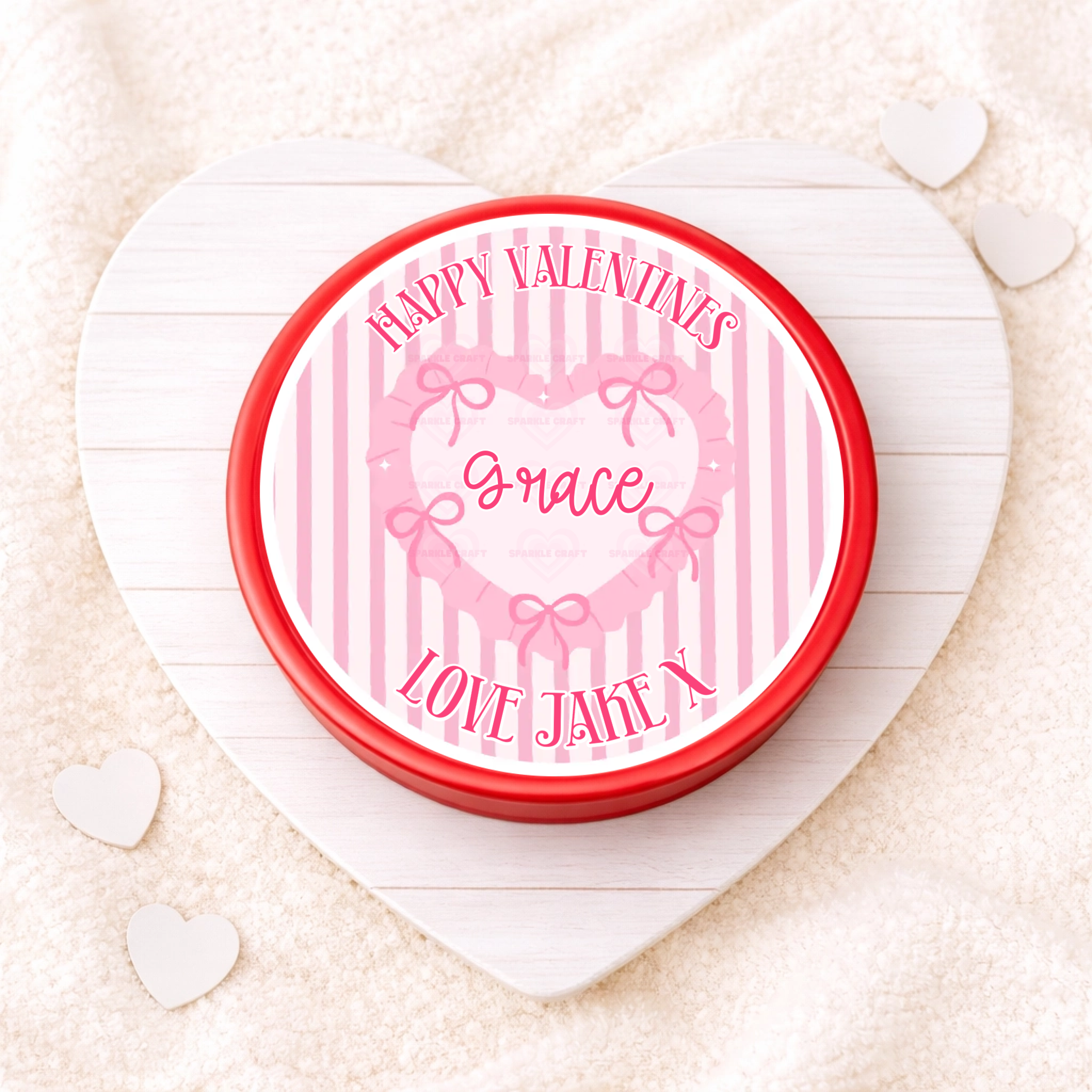 Pink Heart Chocolate Tub Decal