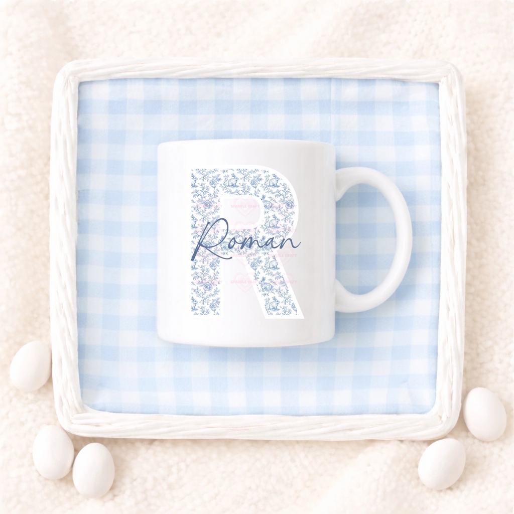 UVDTF -  Vintage Easter Pattern Letter Blue