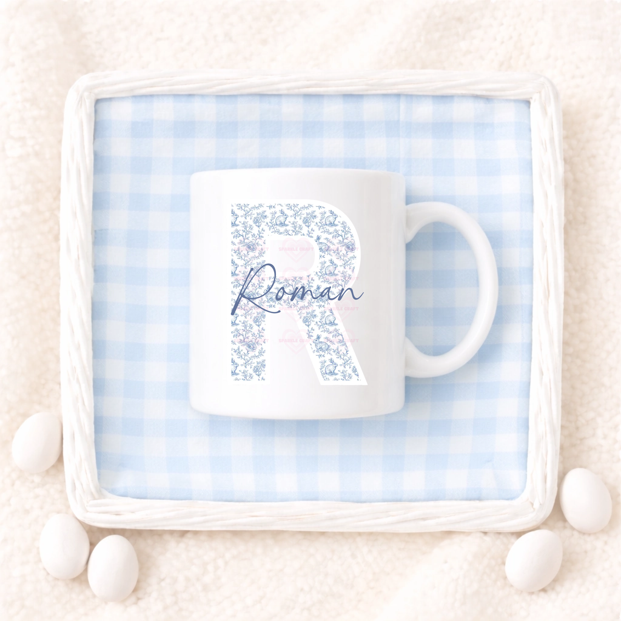 UVDTF -  Vintage Easter Pattern Letter Blue