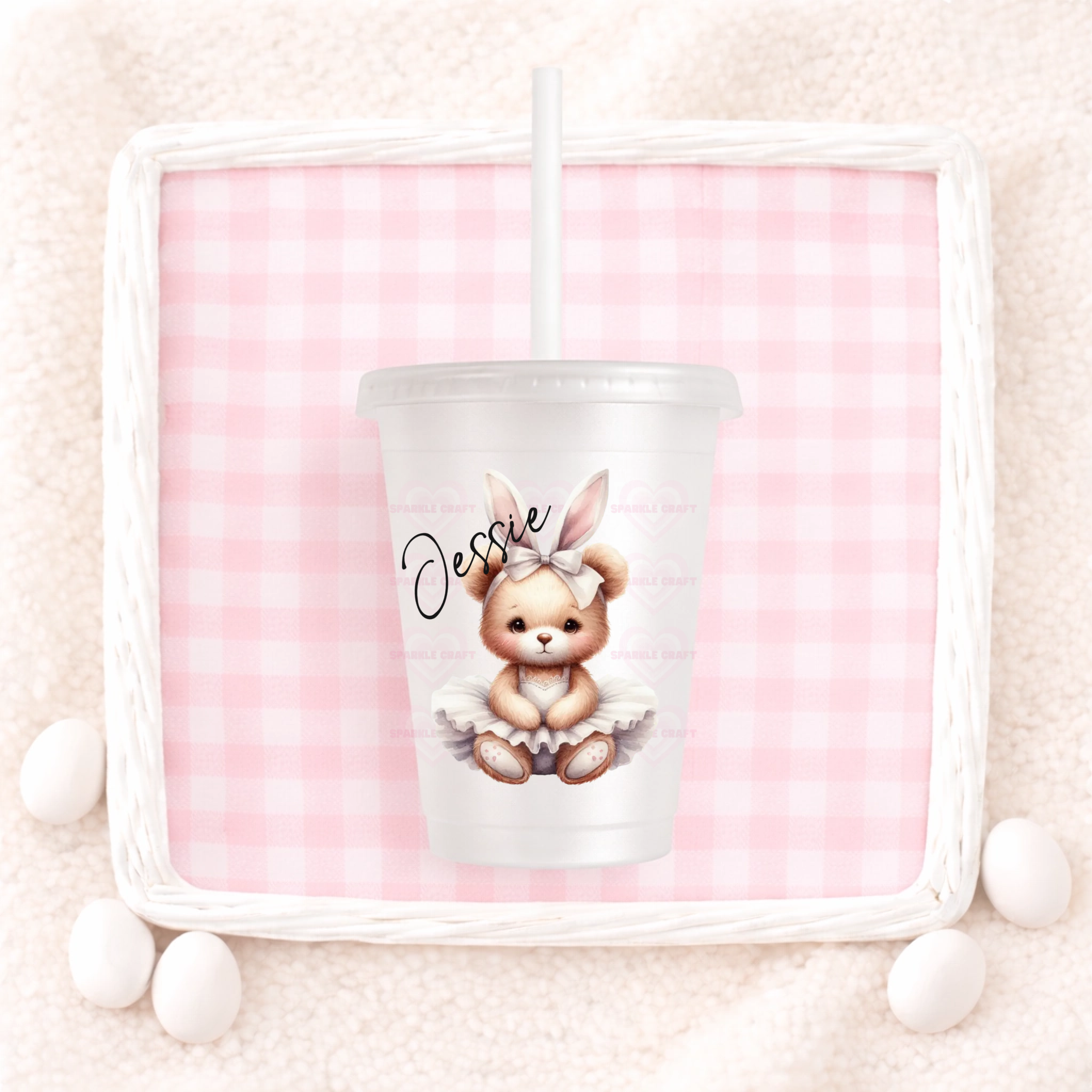 UVDTF - Teddy in a Tutu with Bunny Ears Decal