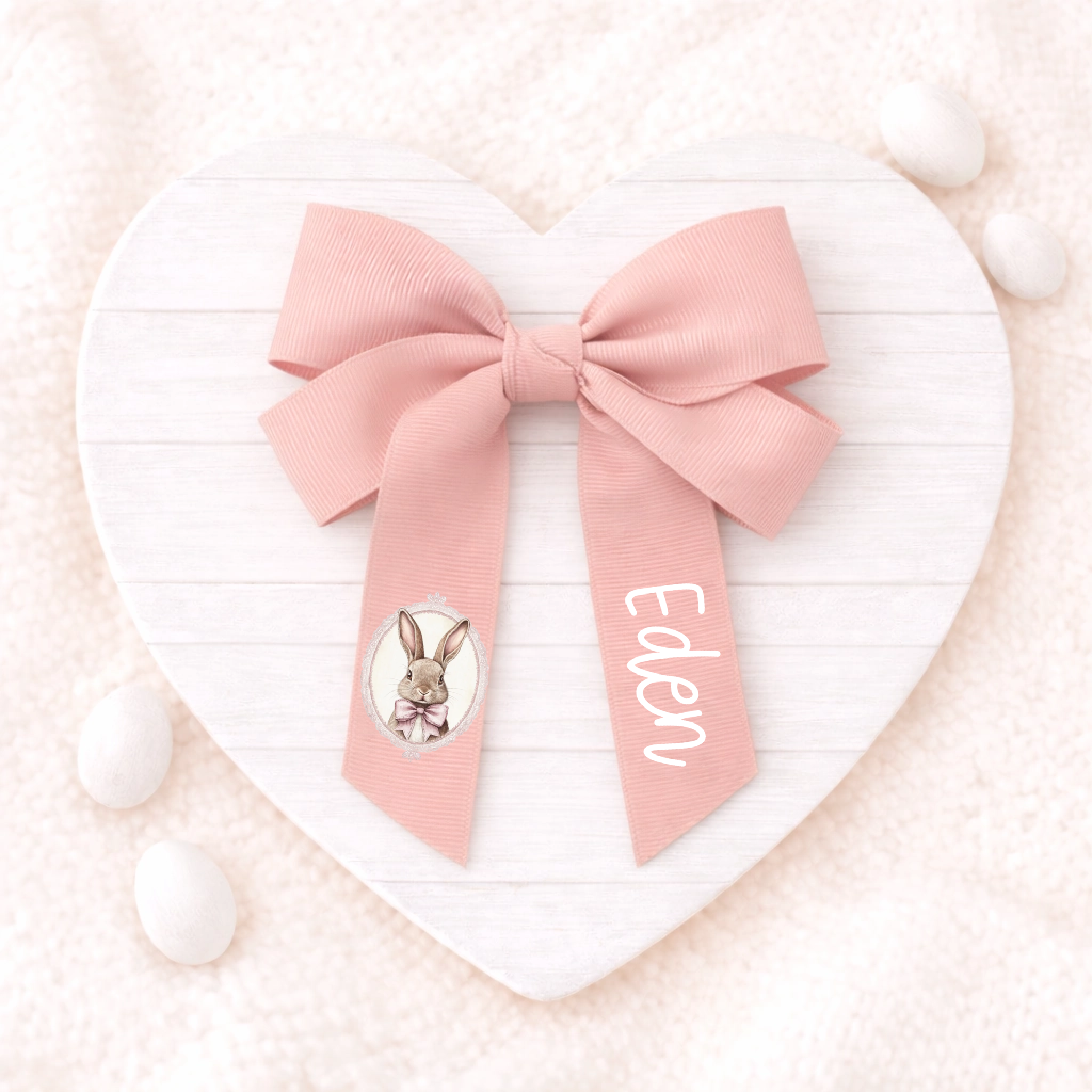 DTF -  Pink Vintage Bunny Hair Bow Decal