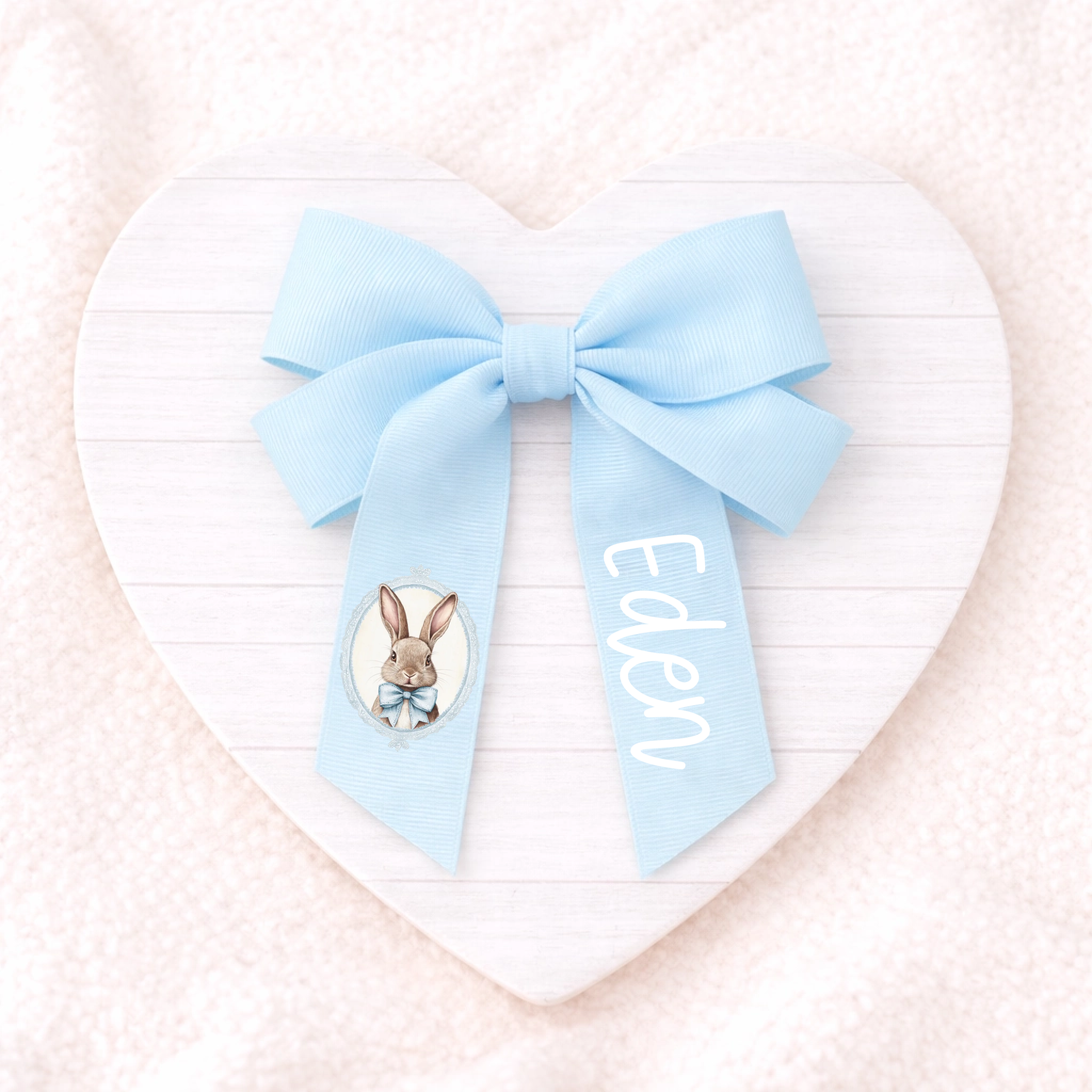 DTF -  Blue Vintage Bunny Hair Bow Decal