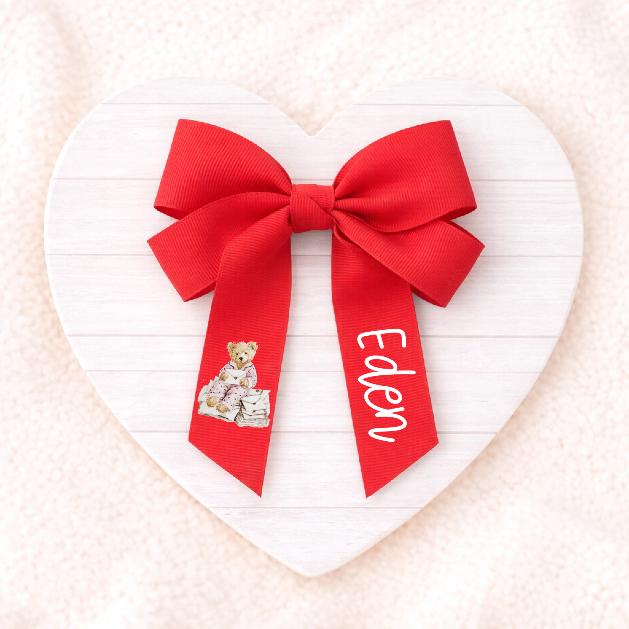 DTF -  Bear Heart PJS Valentines Hair Bow Decal