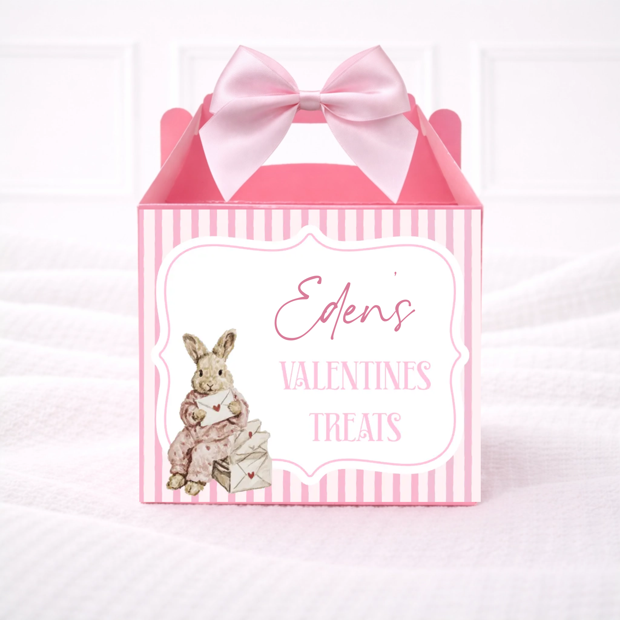 Valentines Bunny Heart PJ's - Pink Party Box Decal