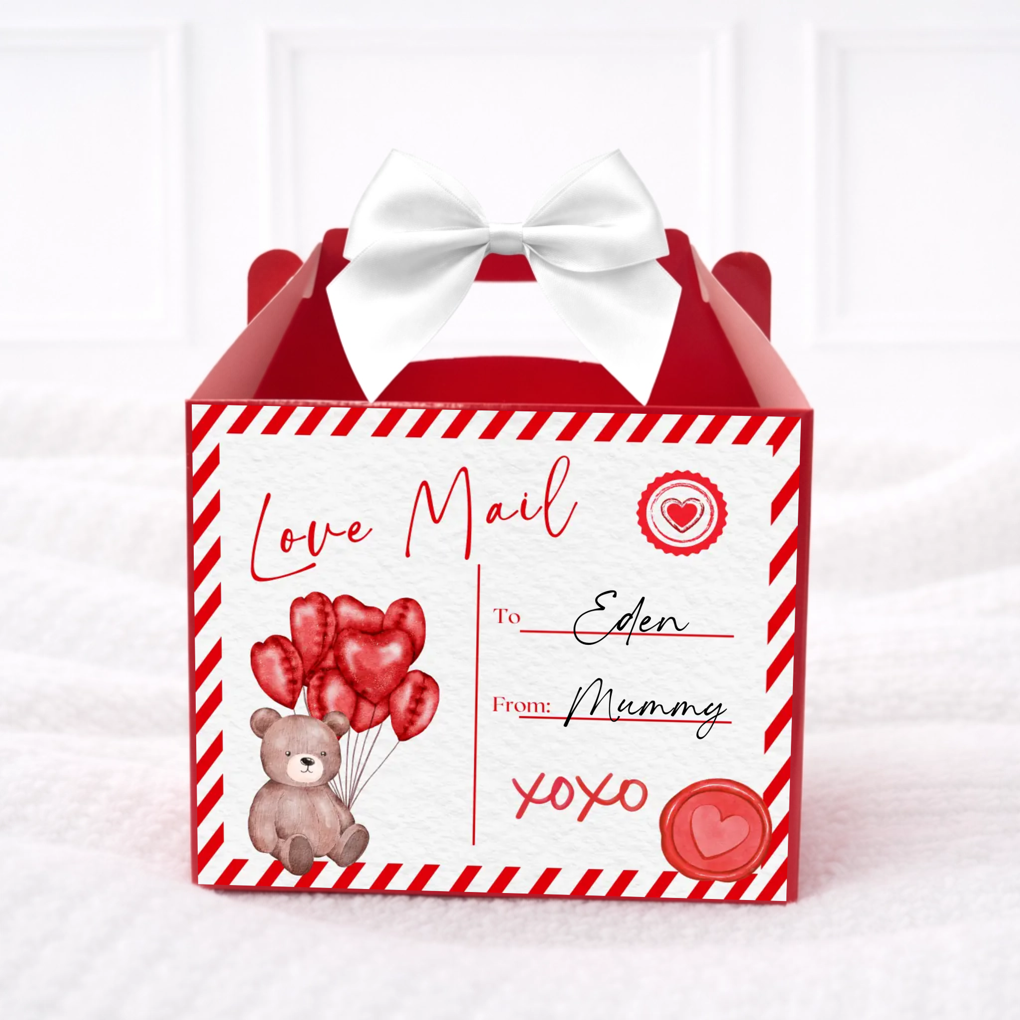 Love Mail Bear Ballons - White Party Box Decal
