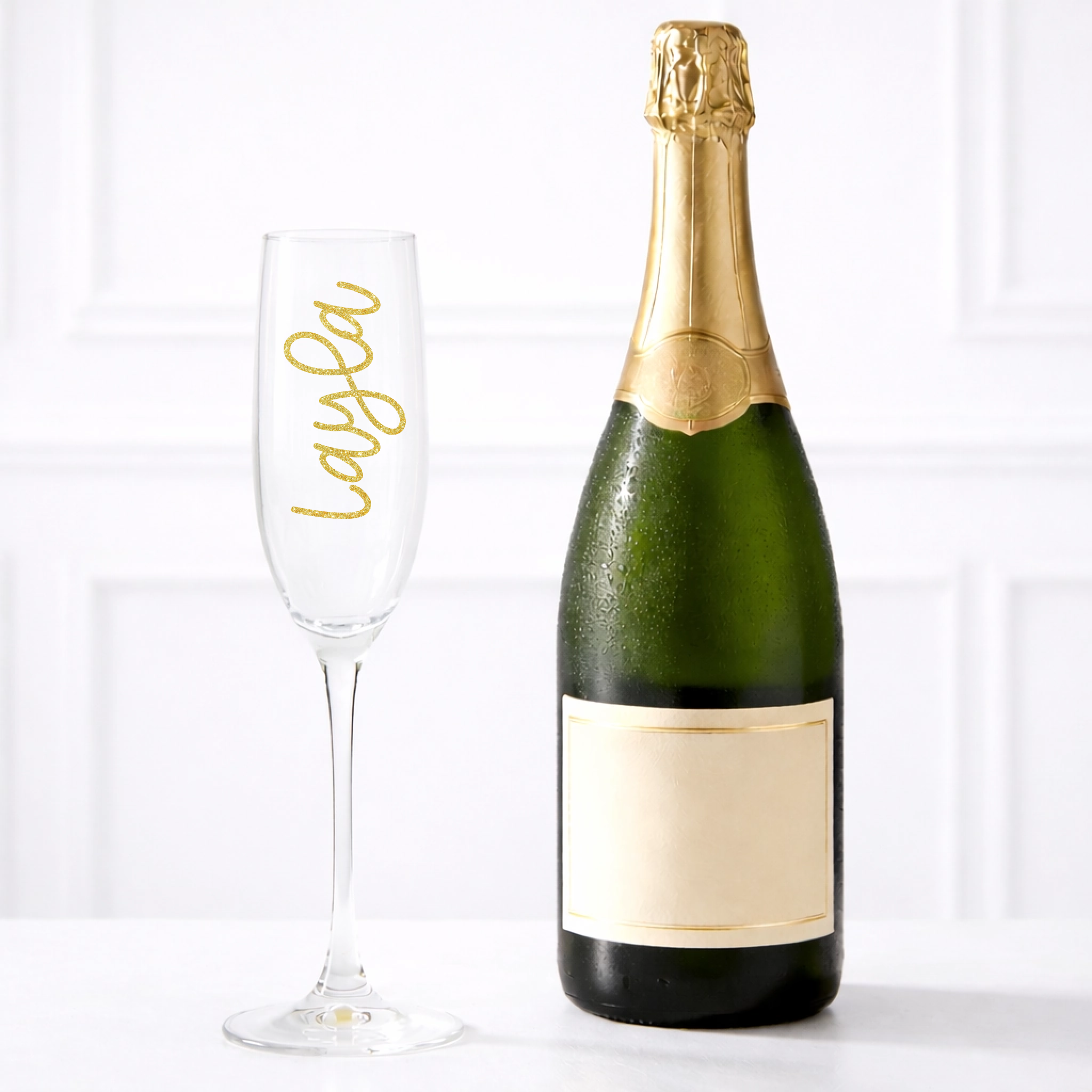 UVDTF  - Gold Glitter Effect Name Glass Decal