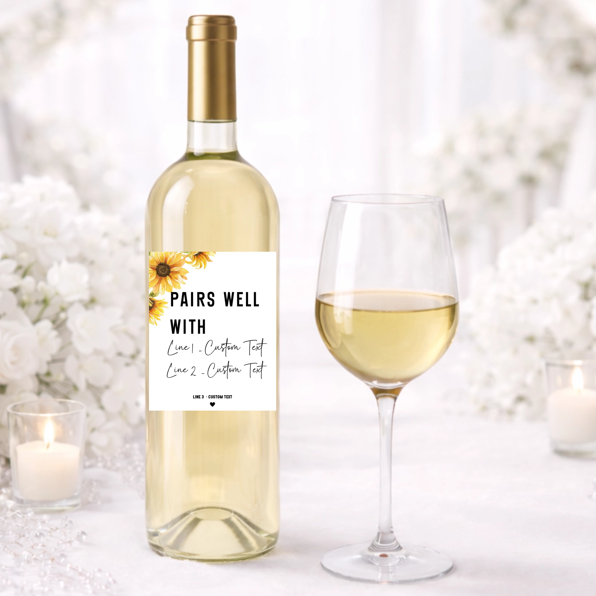 Sunflowers Pairs With Wine Label