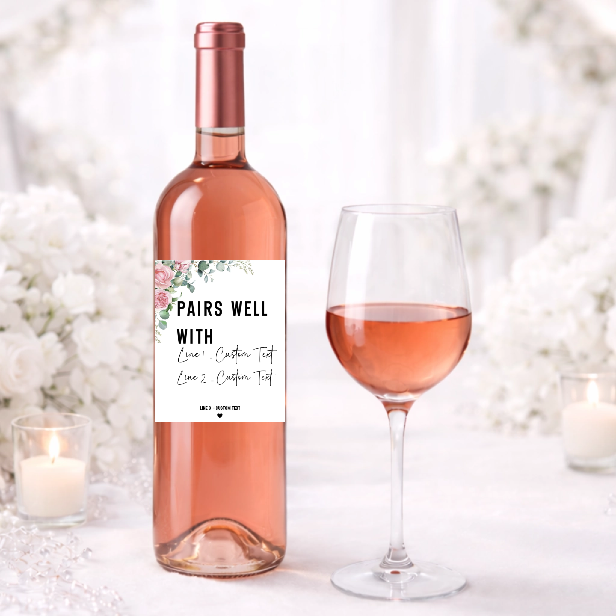 Pink Roses Pairs With Wine Label