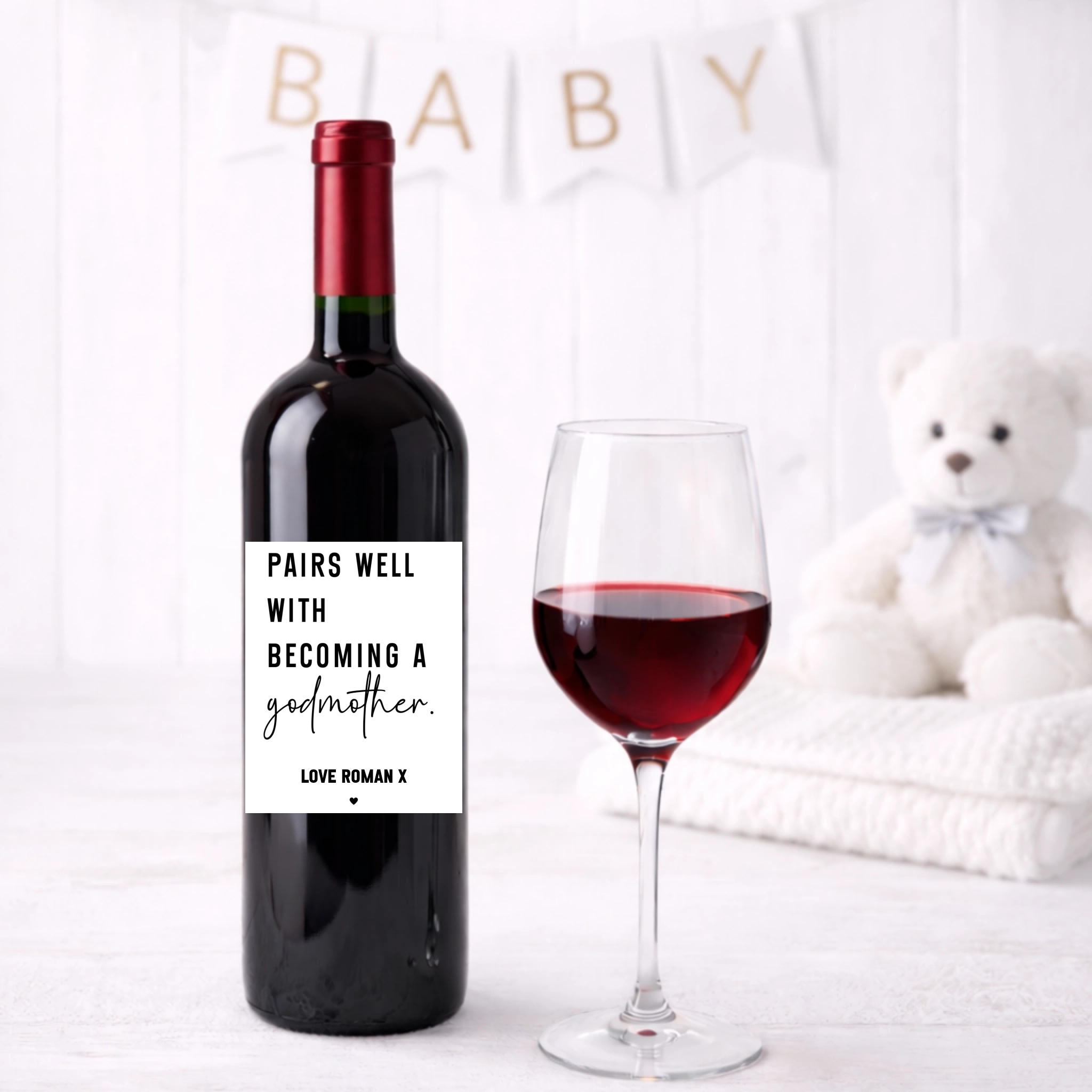 Pairs Well With Becoming A Godmother Wine Label