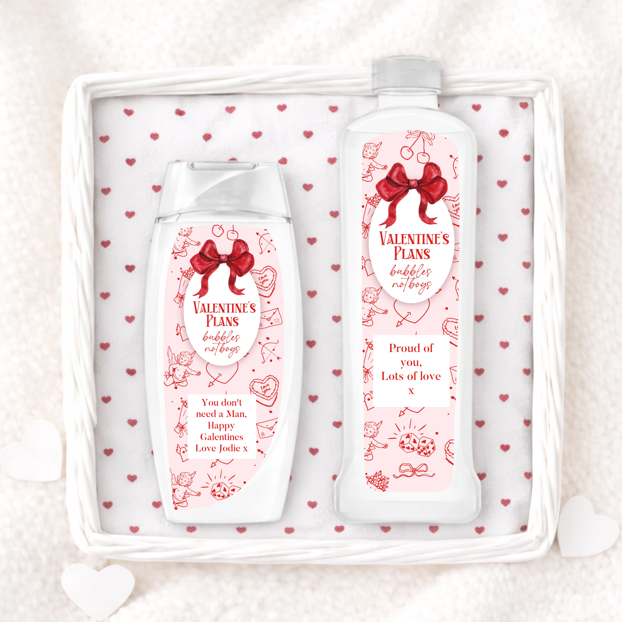 Shower Gel & Bubble Bath Label Set - Valentine's Plans : Bubbles not Boys