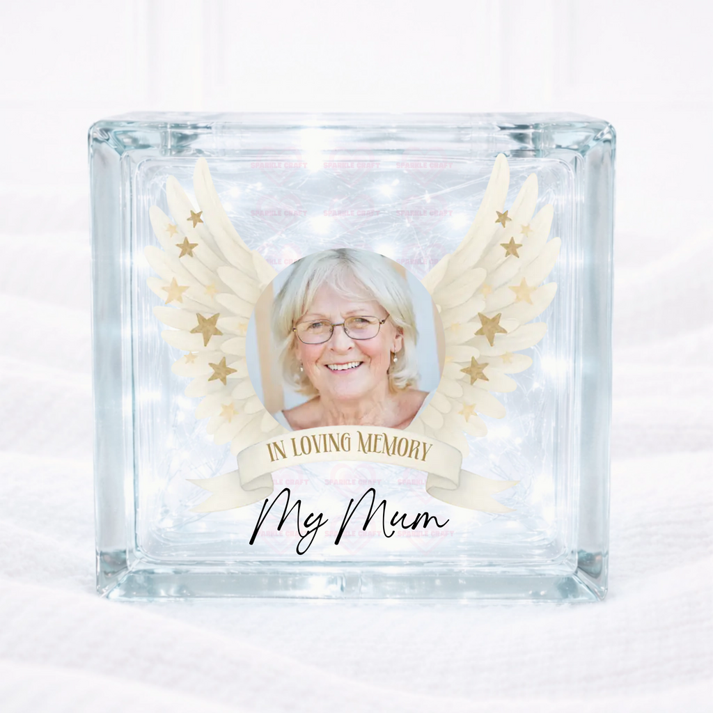 UVDTF  - In Loving Memory Wings Glass Block Decal