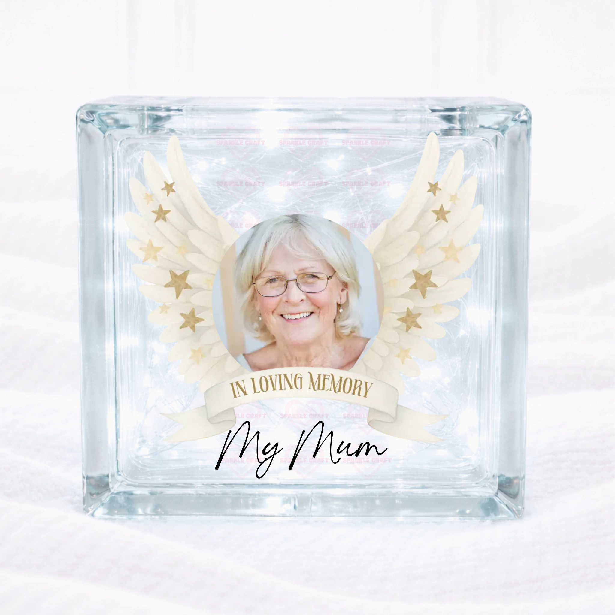 UVDTF  - In Loving Memory Wings Glass Block Decal