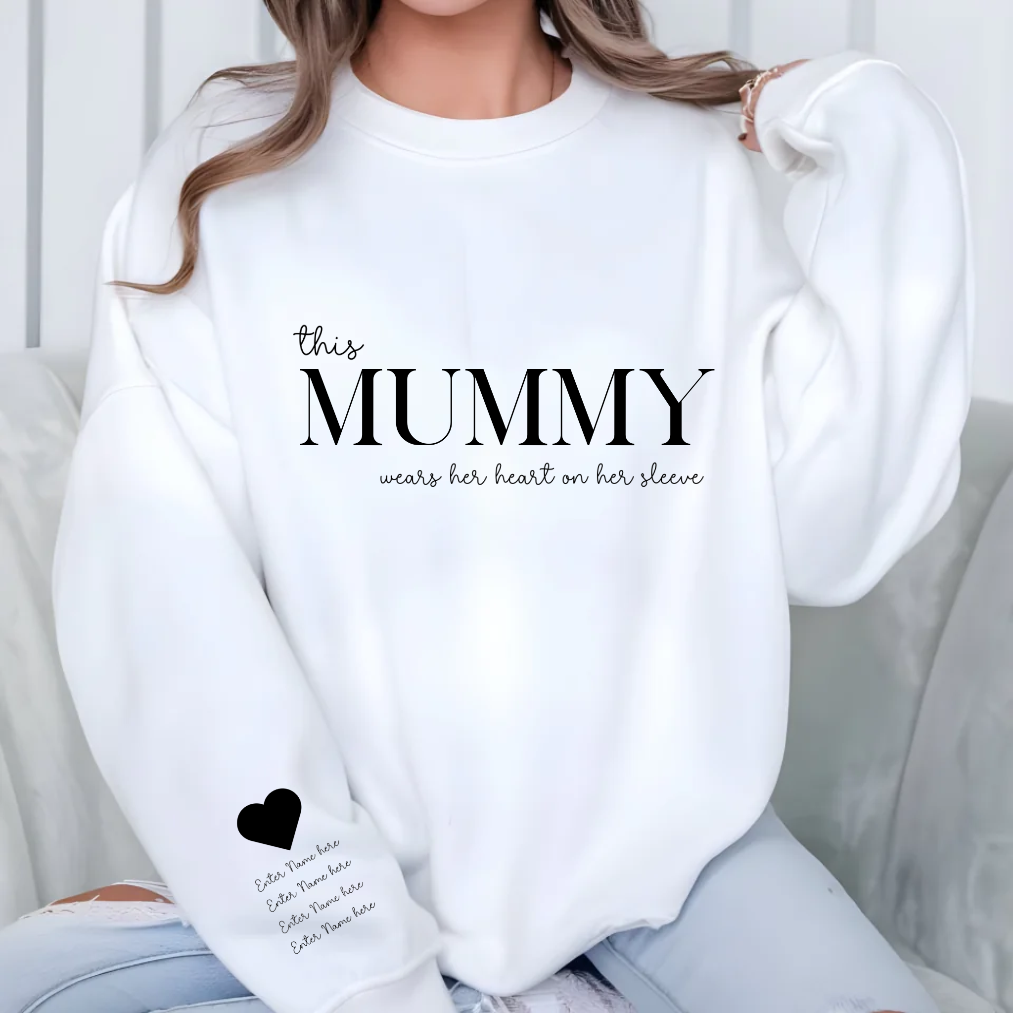 DTF - Black This (CUSTOM) Heart on Sleeve Sweatshirt Decal