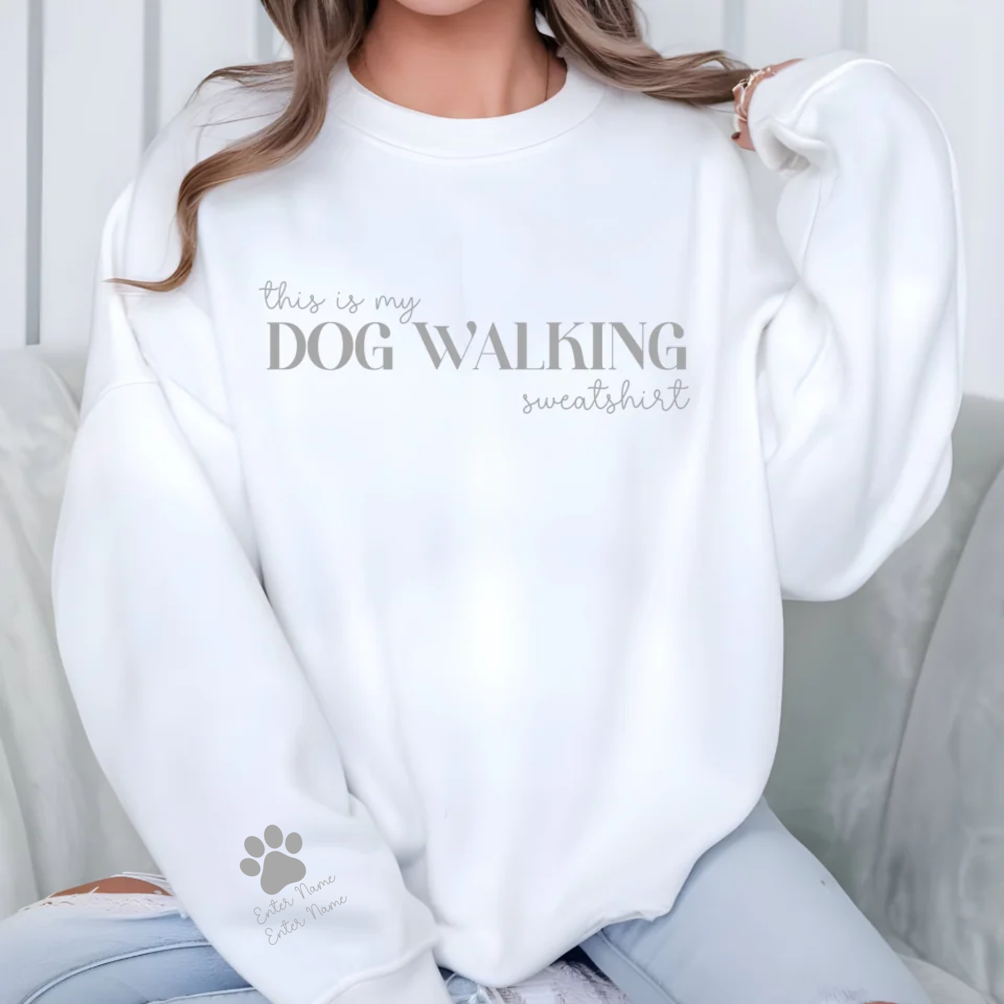 DTF - Grey My Dog Walking Sweater Decal