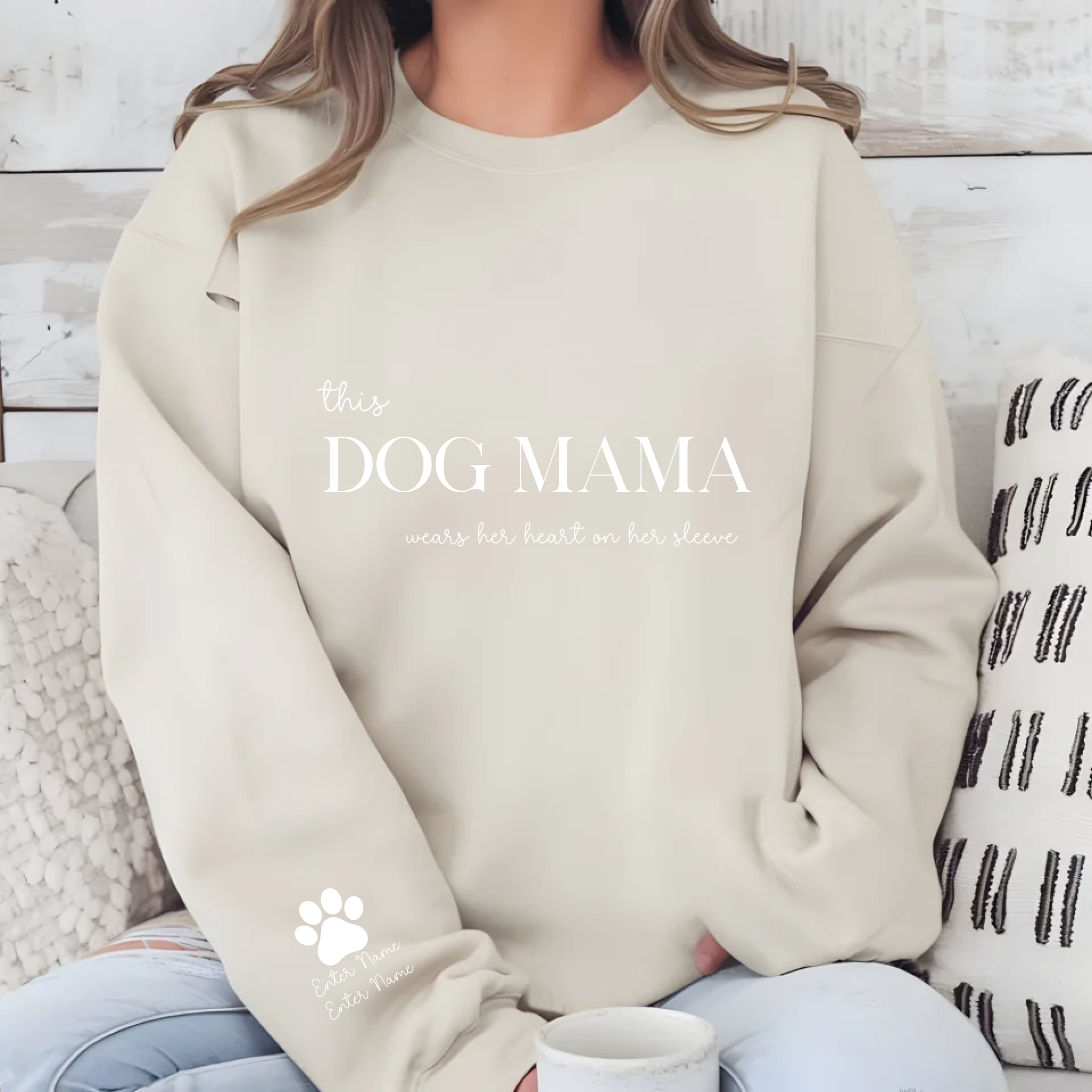 DTF -  White Dog Mama Sweater Decal