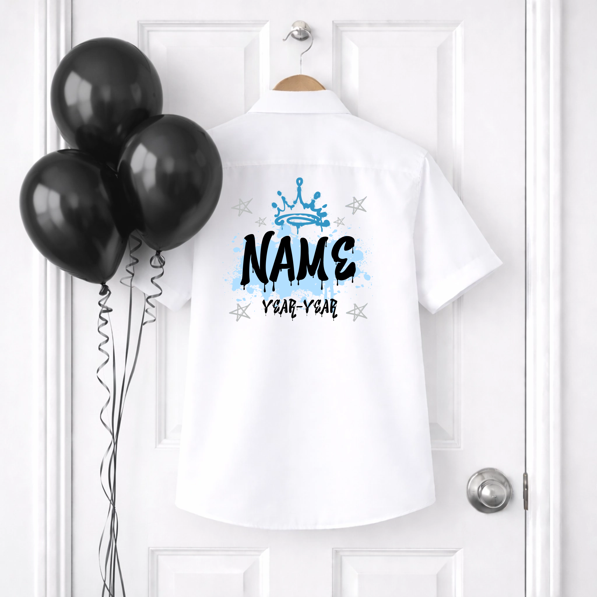 DTF School Shirt Leaver Decal - Blue Graffiti Crown