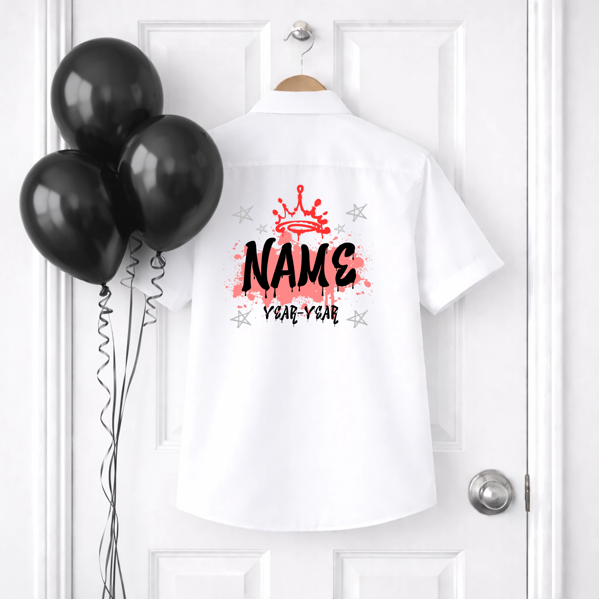 DTF School Shirt Leaver Decal -  Red Graffiti Crown