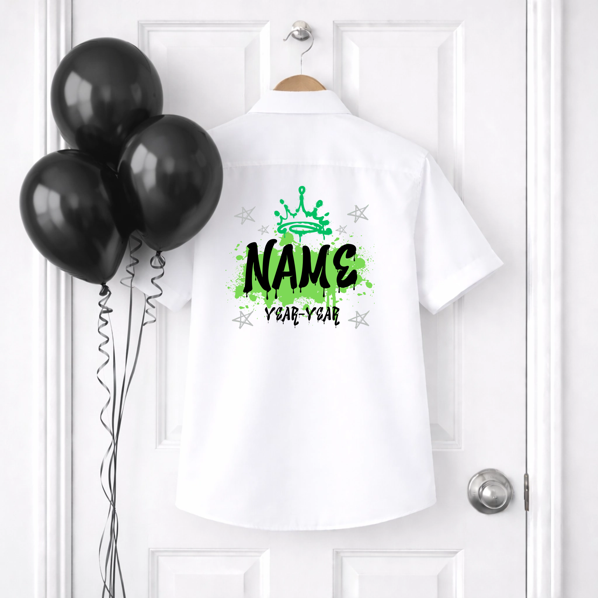 DTF School Shirt Leaver Decal -  Green Graffiti Crown