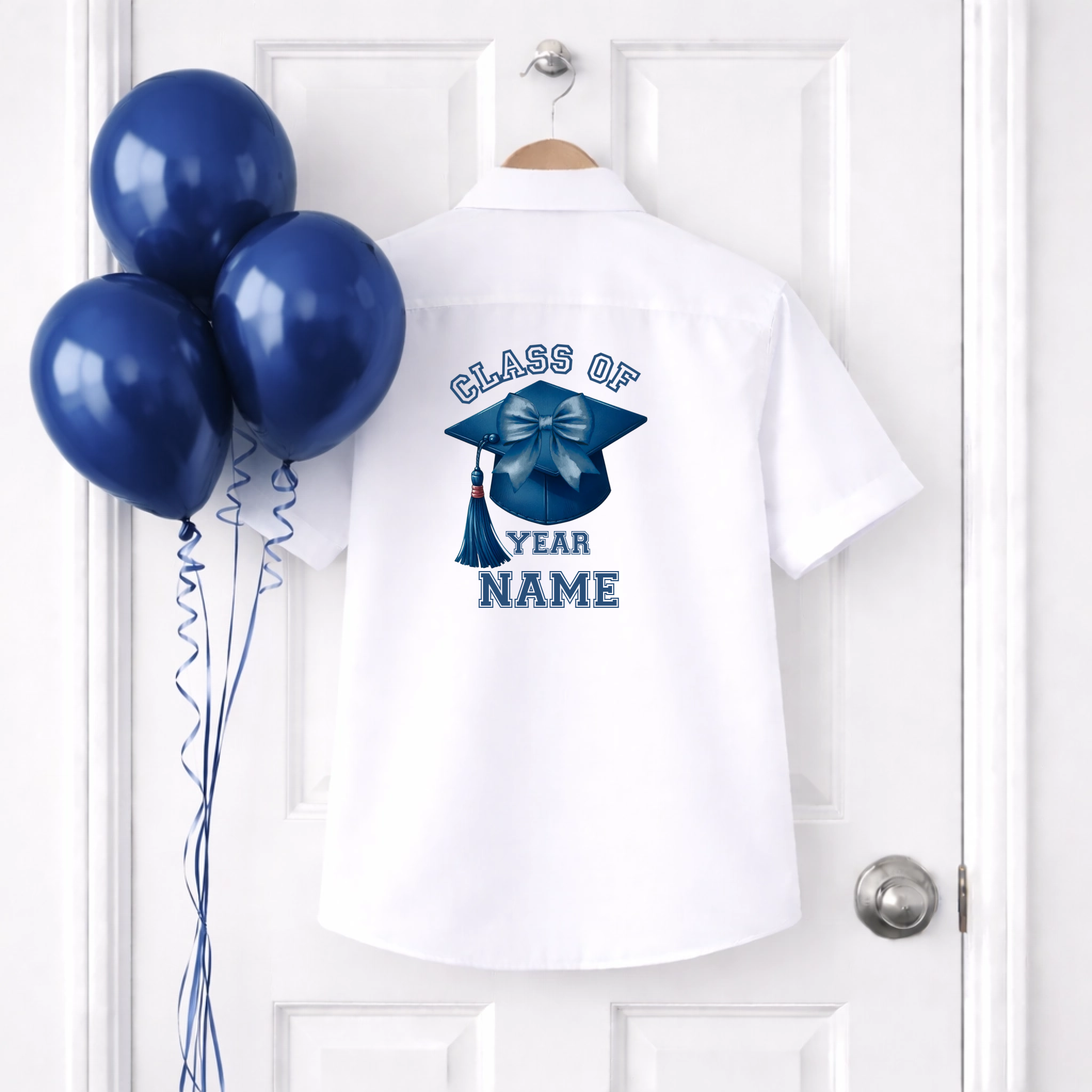 DTF School Shirt Leaver Decal -  Blue Graduation Cap