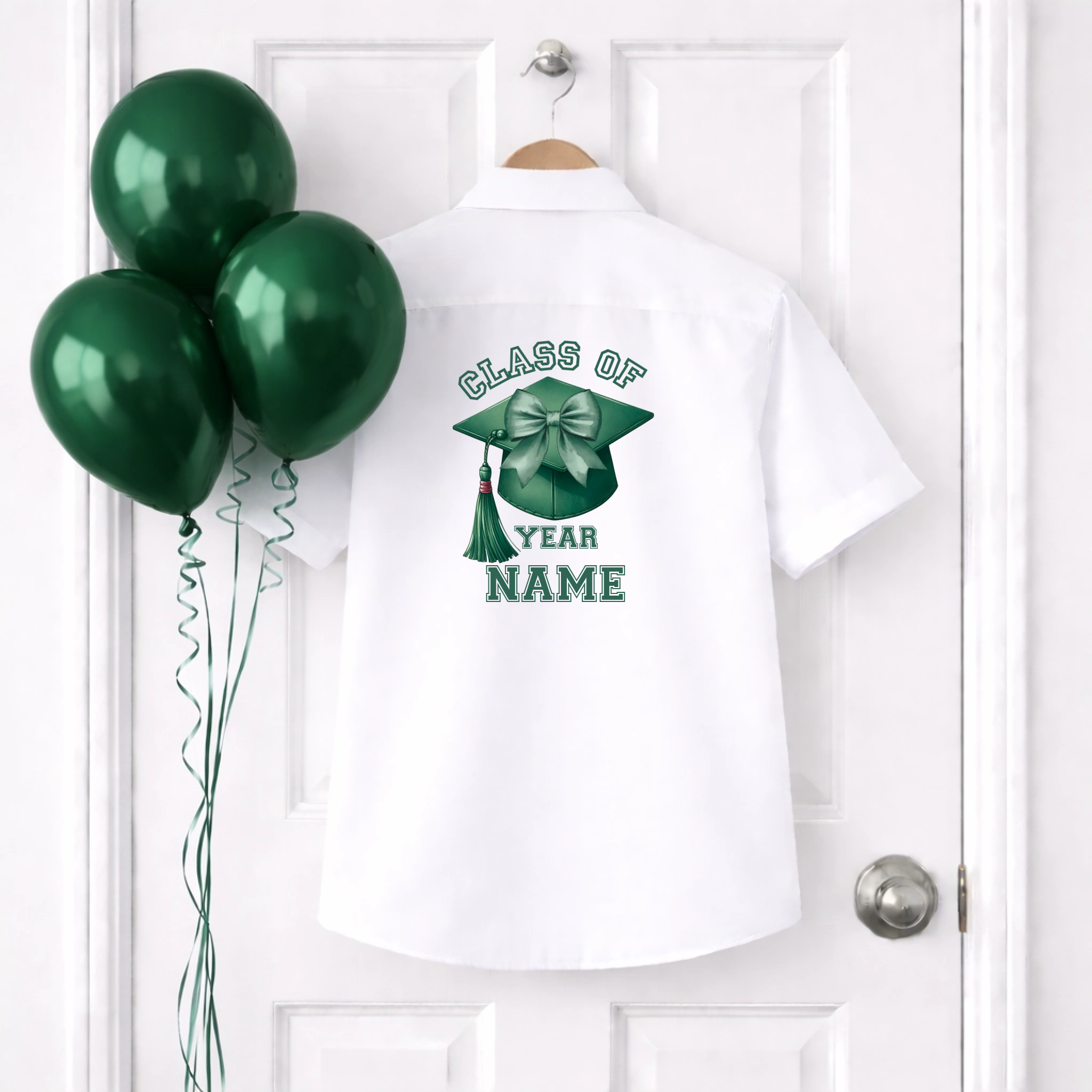 DTF School Shirt Leaver Decal -  Green Graduation Cap