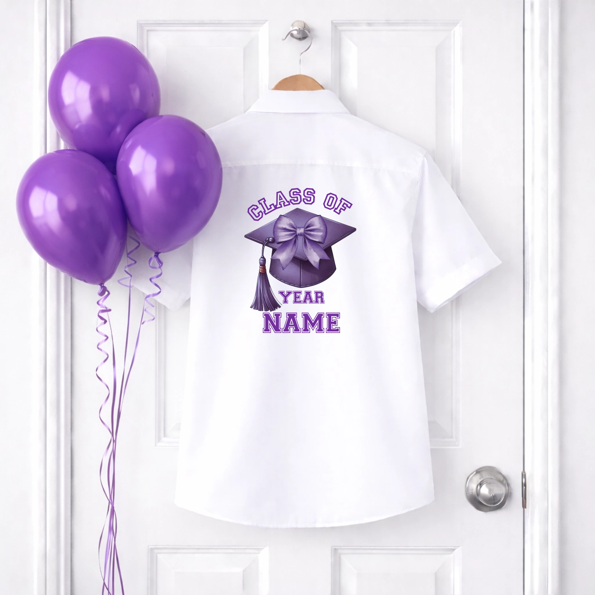DTF School Shirt Leaver Decal -  Purple Graduation Cap