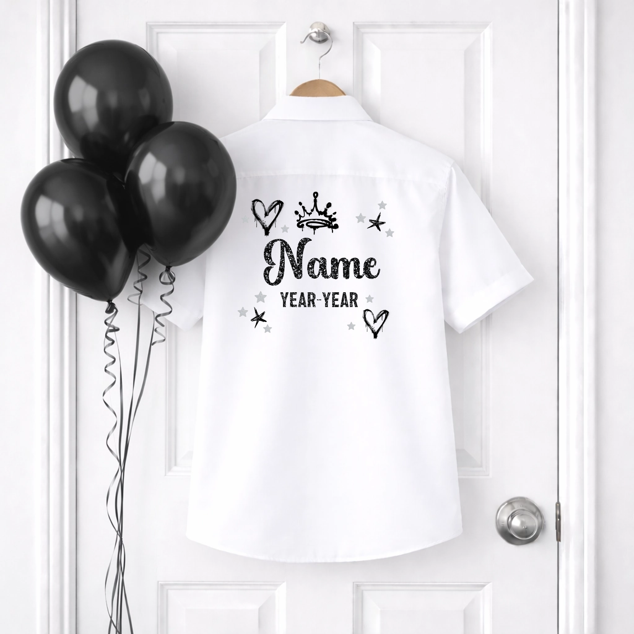 DTF School Shirt Leaver Decal -  Black Graffiti Glitter