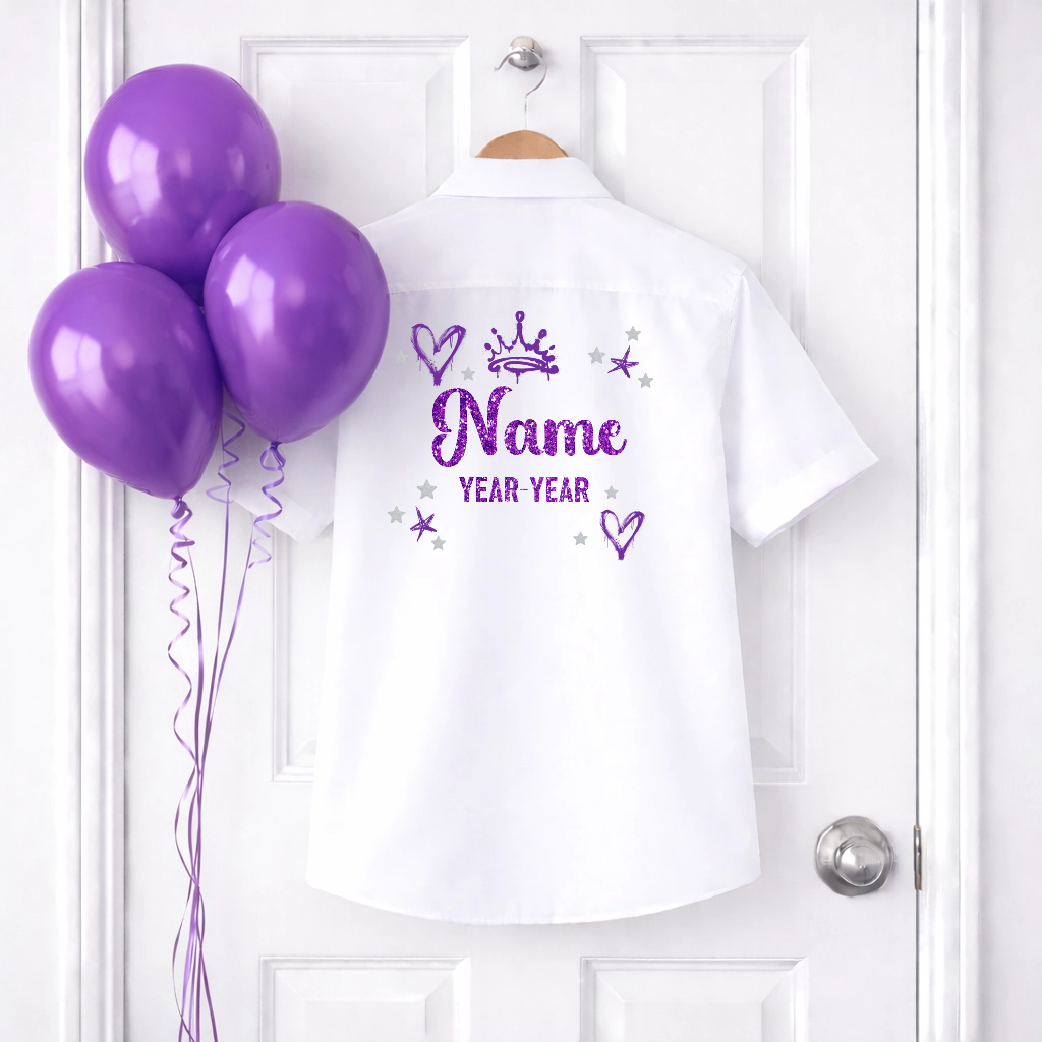 DTF School Shirt Leaver Decal -  Purple Graffiti Glitter