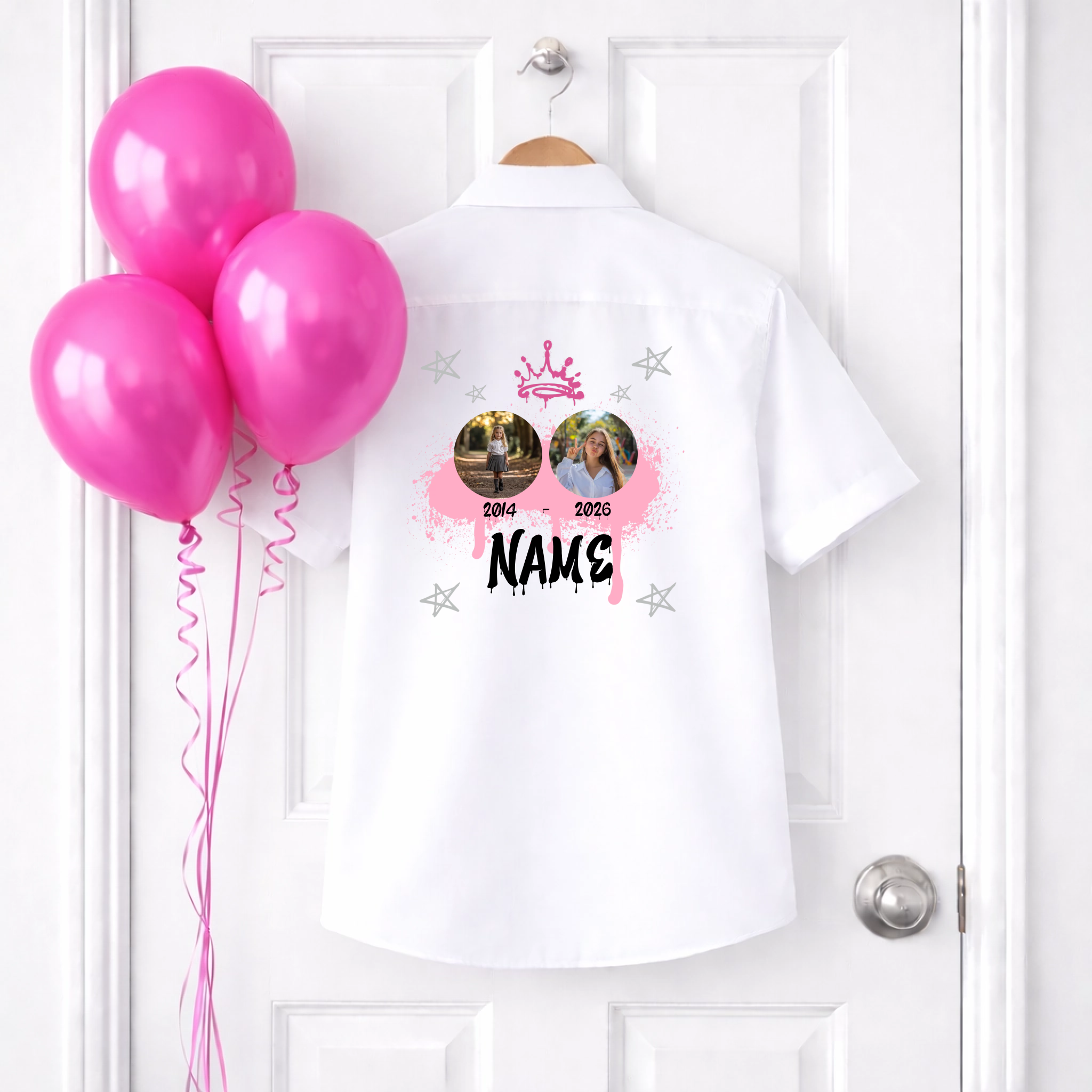 DTF School Shirt Leaver Decal -  Pink Graffiti Two Photos