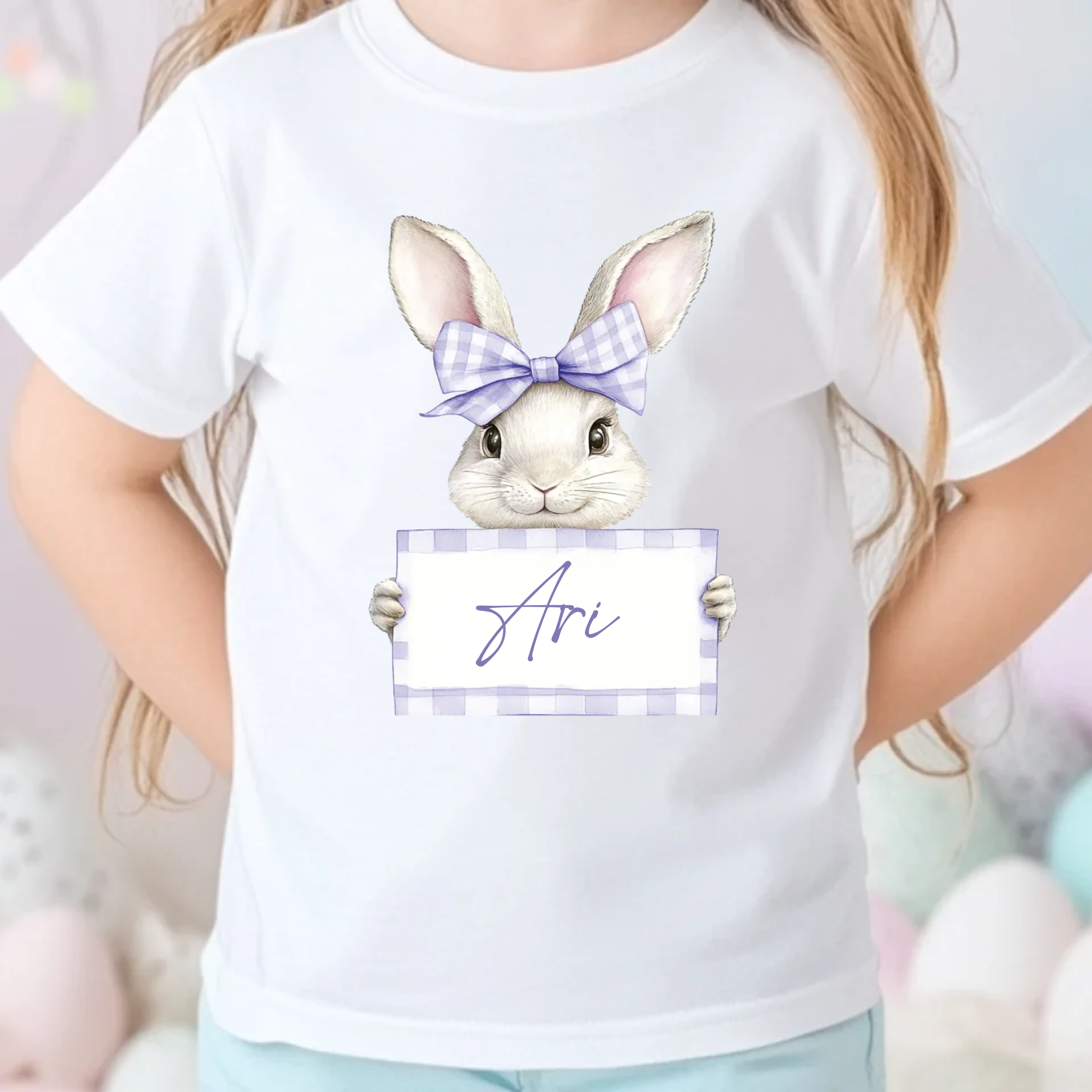 DTF Decal - Lilac Gingham Bunny