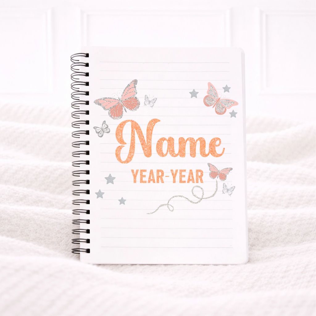 UVDTF -  Peach Butterflies Notebook Decal