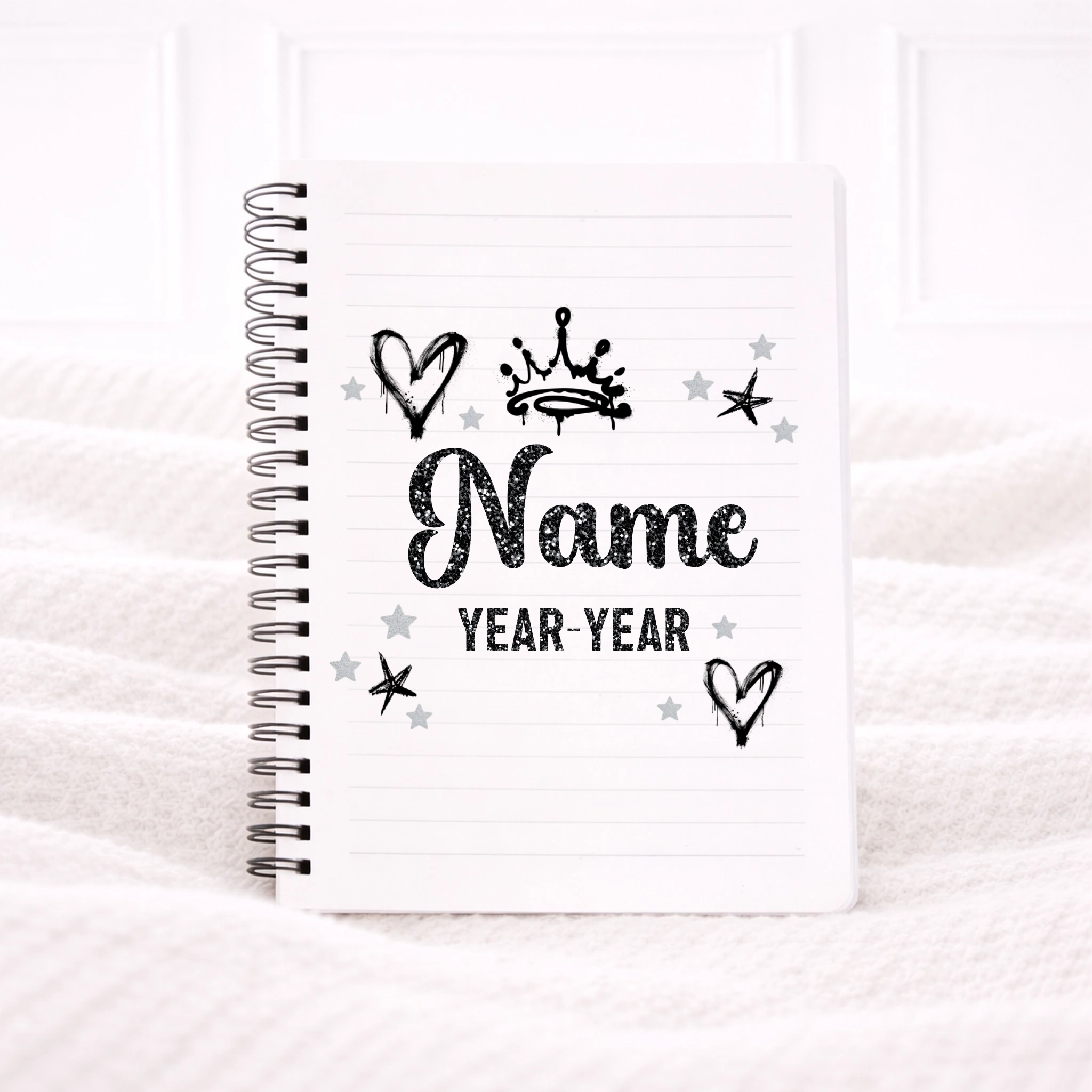 UVDTF - Black Graffiti Glitter Notebook Decal