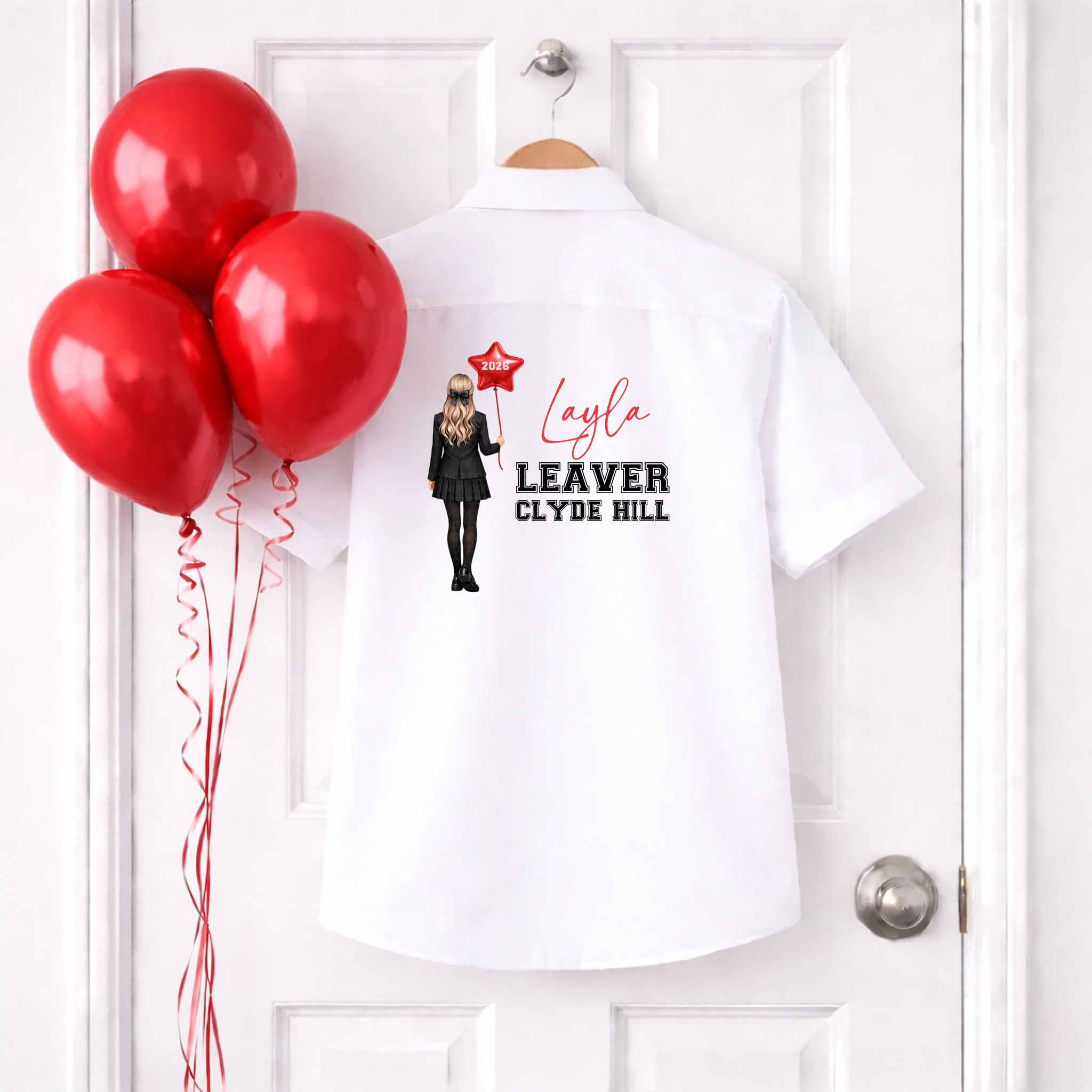 DTF School Shirt Leaver Decal -  Balloon School Girl Red