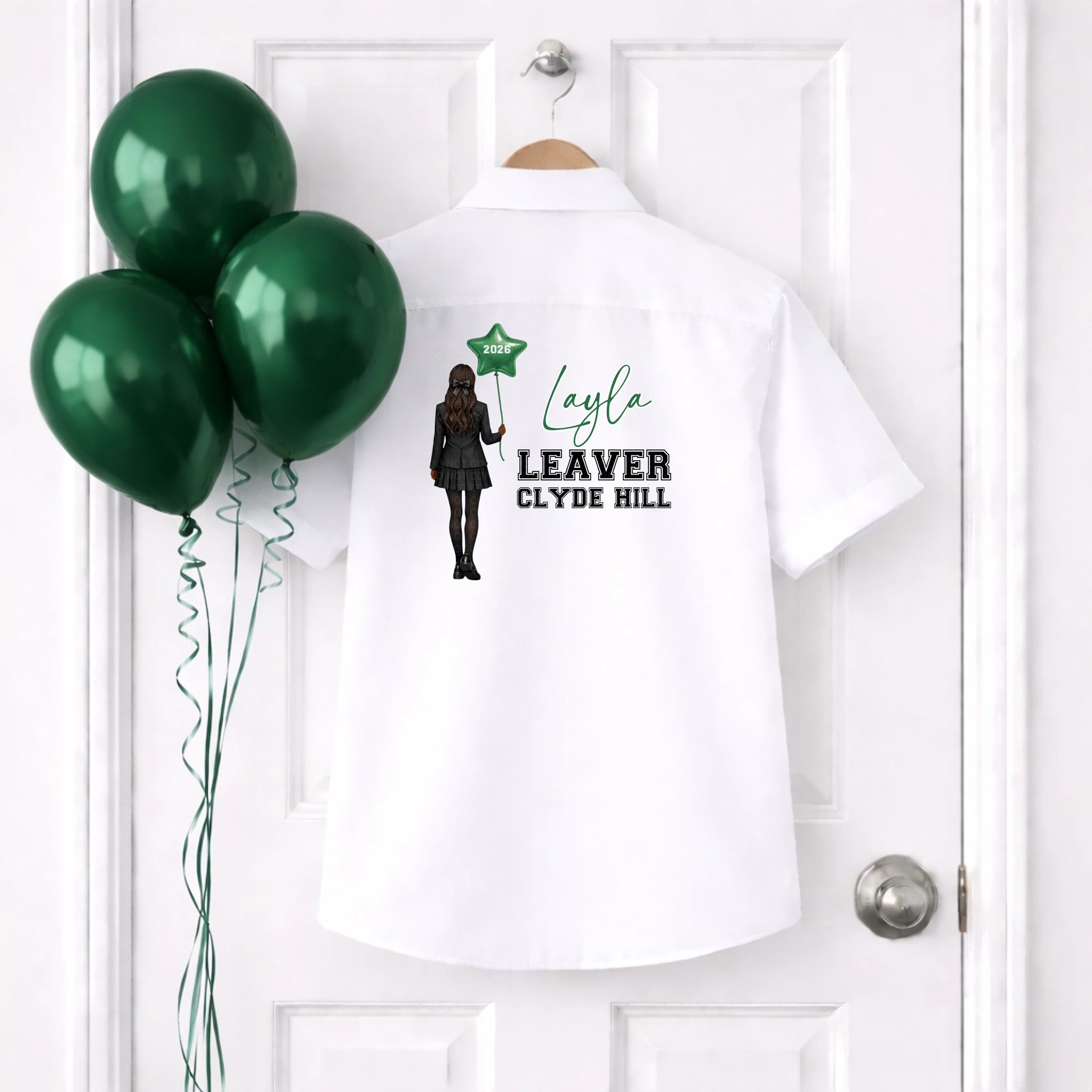 DTF School Shirt Leaver Decal -  Balloon School Girl Green