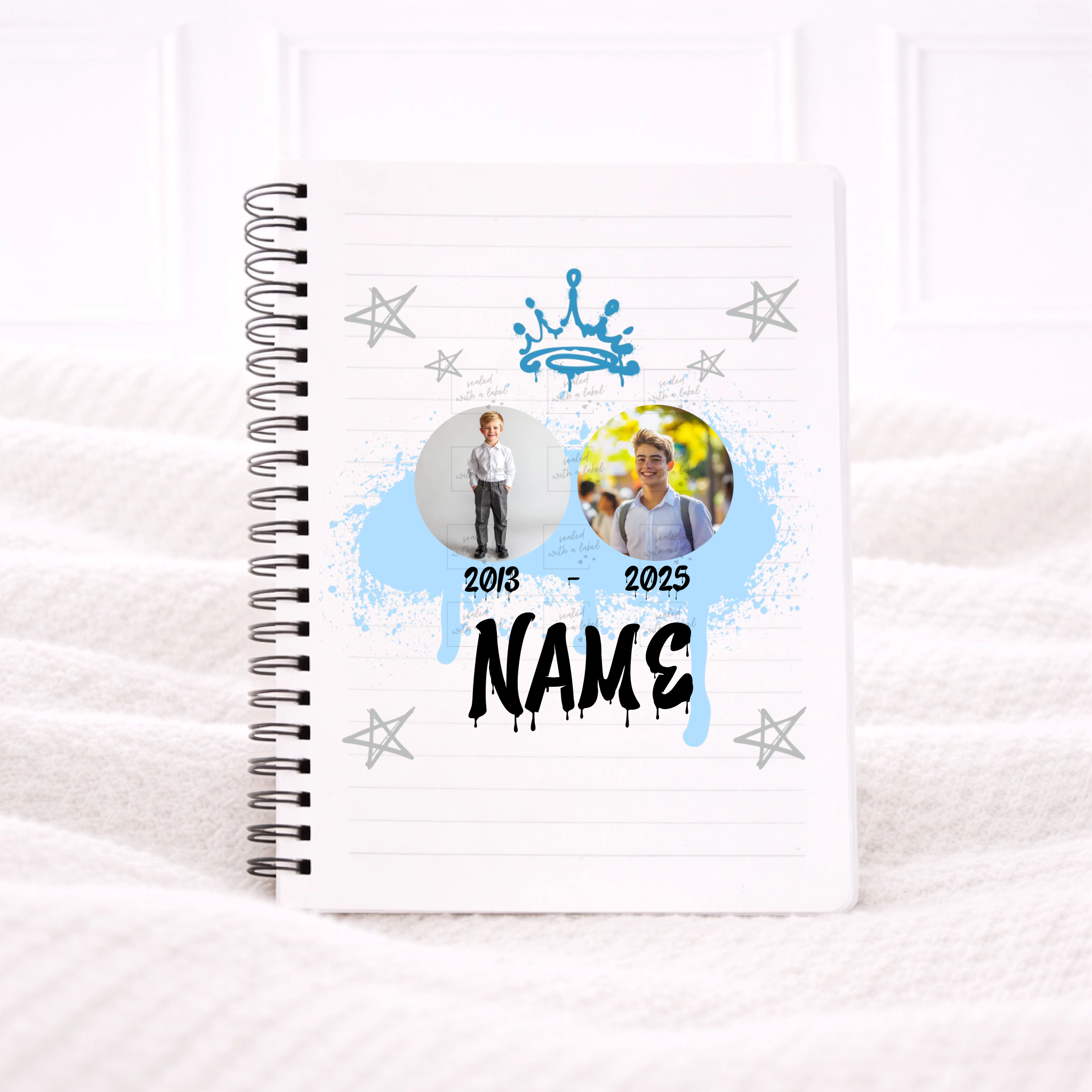 UVDTF - Blue Graffiti Two Photos Notebook Decal