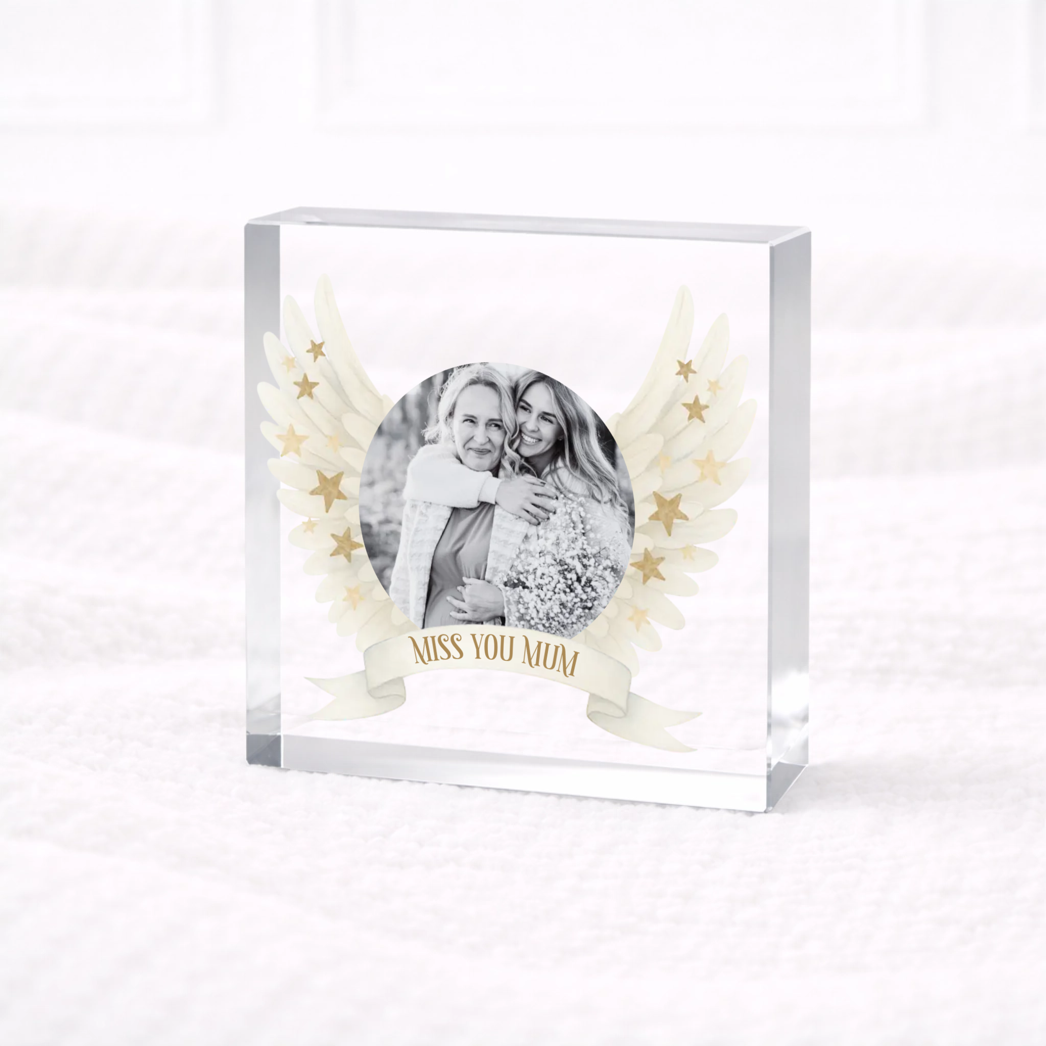 UVDTF -  Miss You Angel Wings Acrylic Block Decal