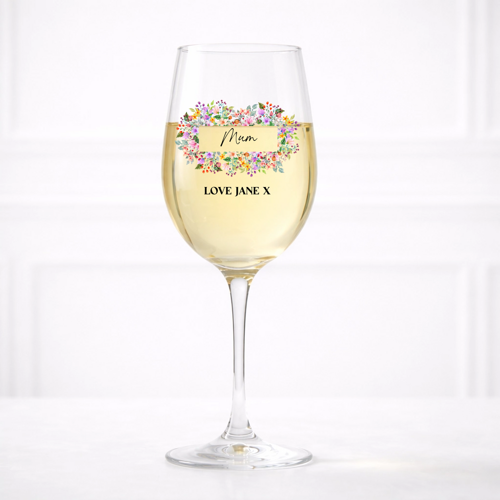 UVDTF  - Bright Flowers Full Border Mothers Day Wine Glass Decal