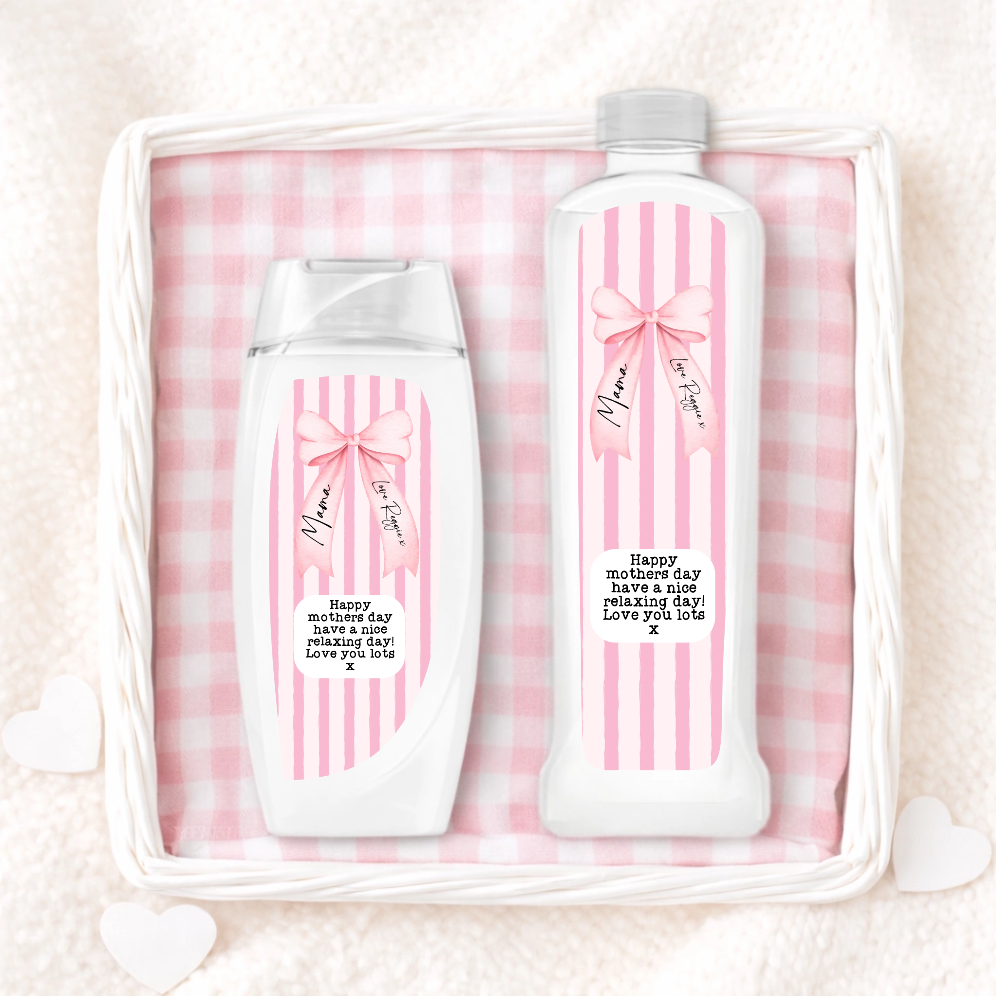 Shower Gel & Bubble Bath Label Set - Bow