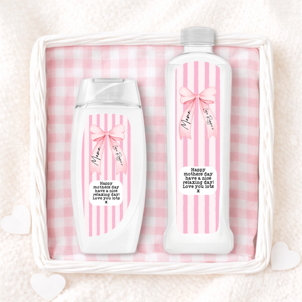 Shower Gel & Bubble Bath Label Set - Bow