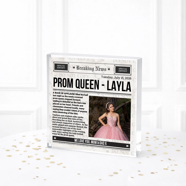 UVDTF -  Breaking News PROM Acrylic Block Decal