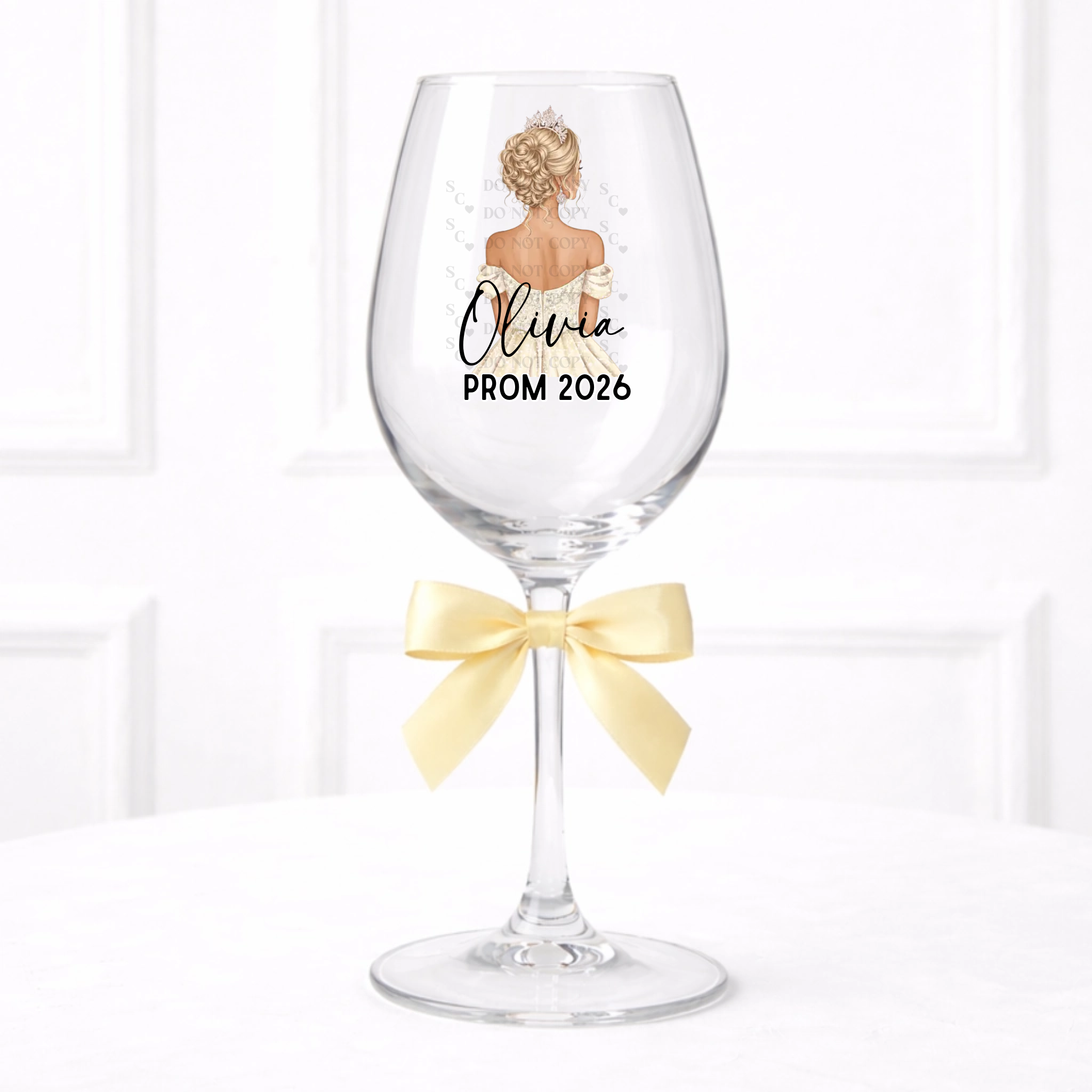UVDTF  - Baby Yellow Prom Wine Glass Decal