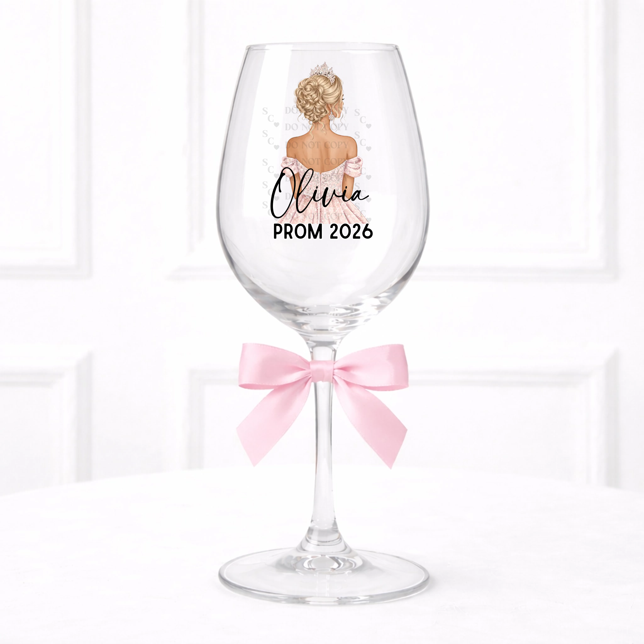 UVDTF  - Light Pink Prom Wine Glass Decal